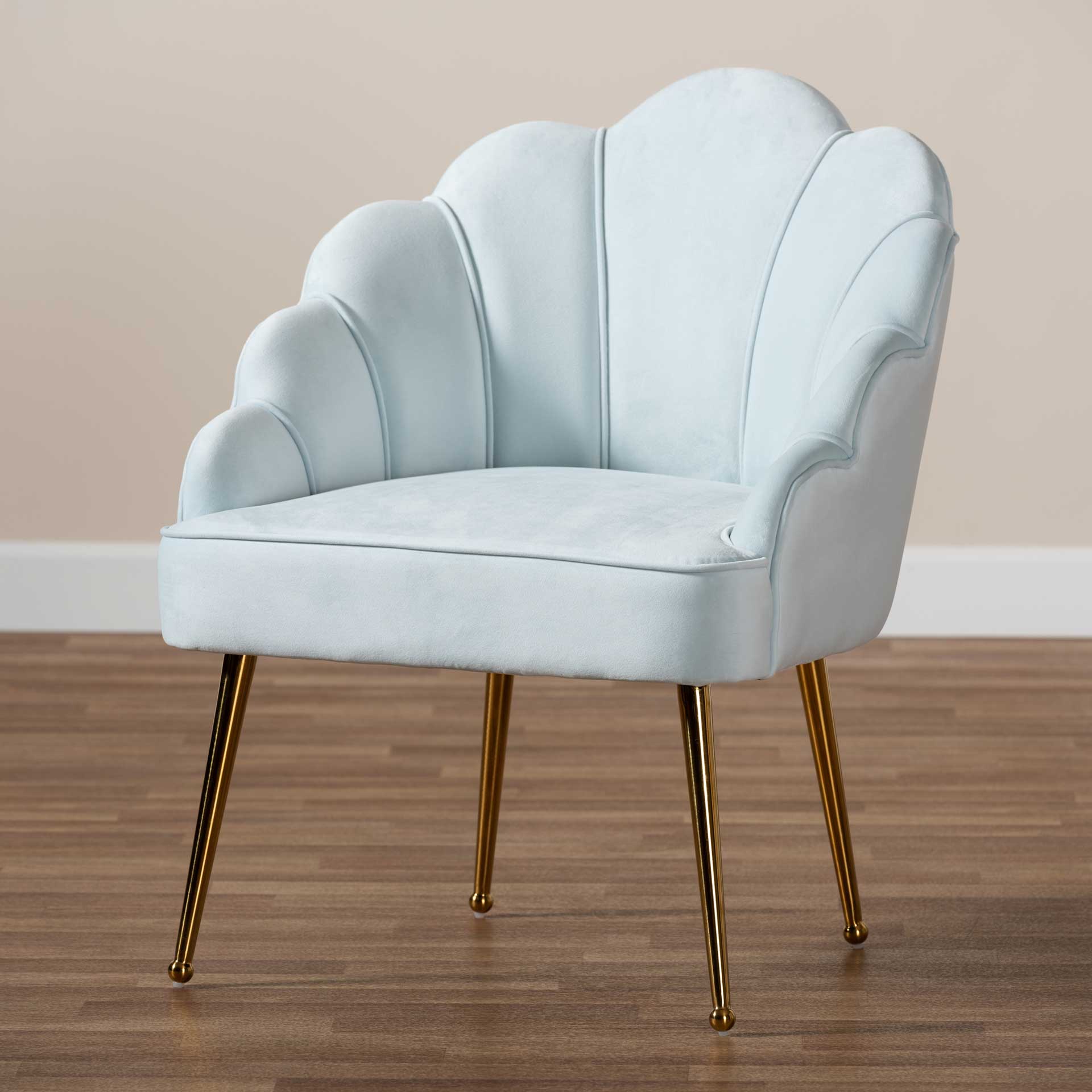 Ciarra Velvet Fabric Upholstered Chair Light Blue/Gold - Image 8