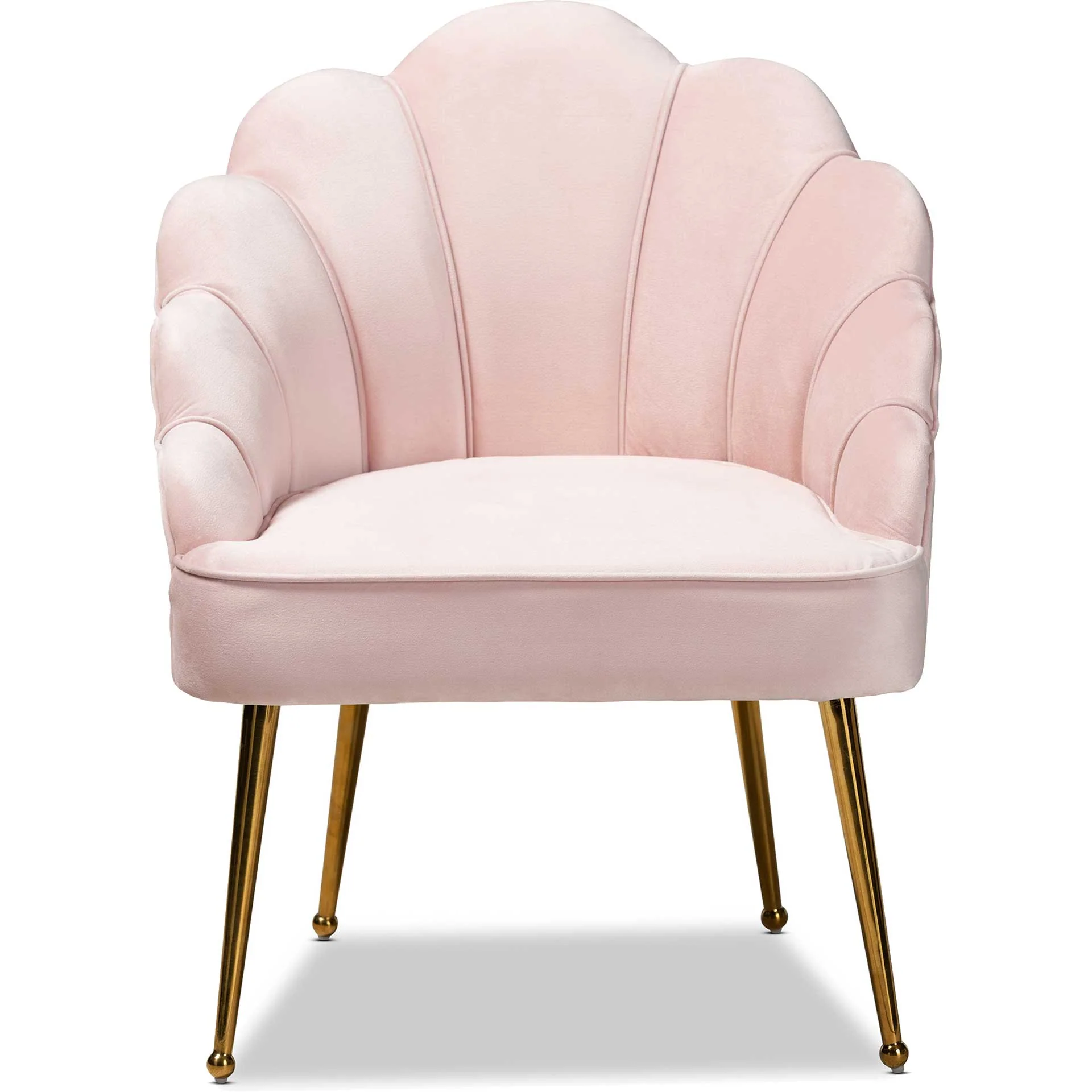 Ciarra Velvet Fabric Upholstered Chair Light Pink/Gold - Image 2