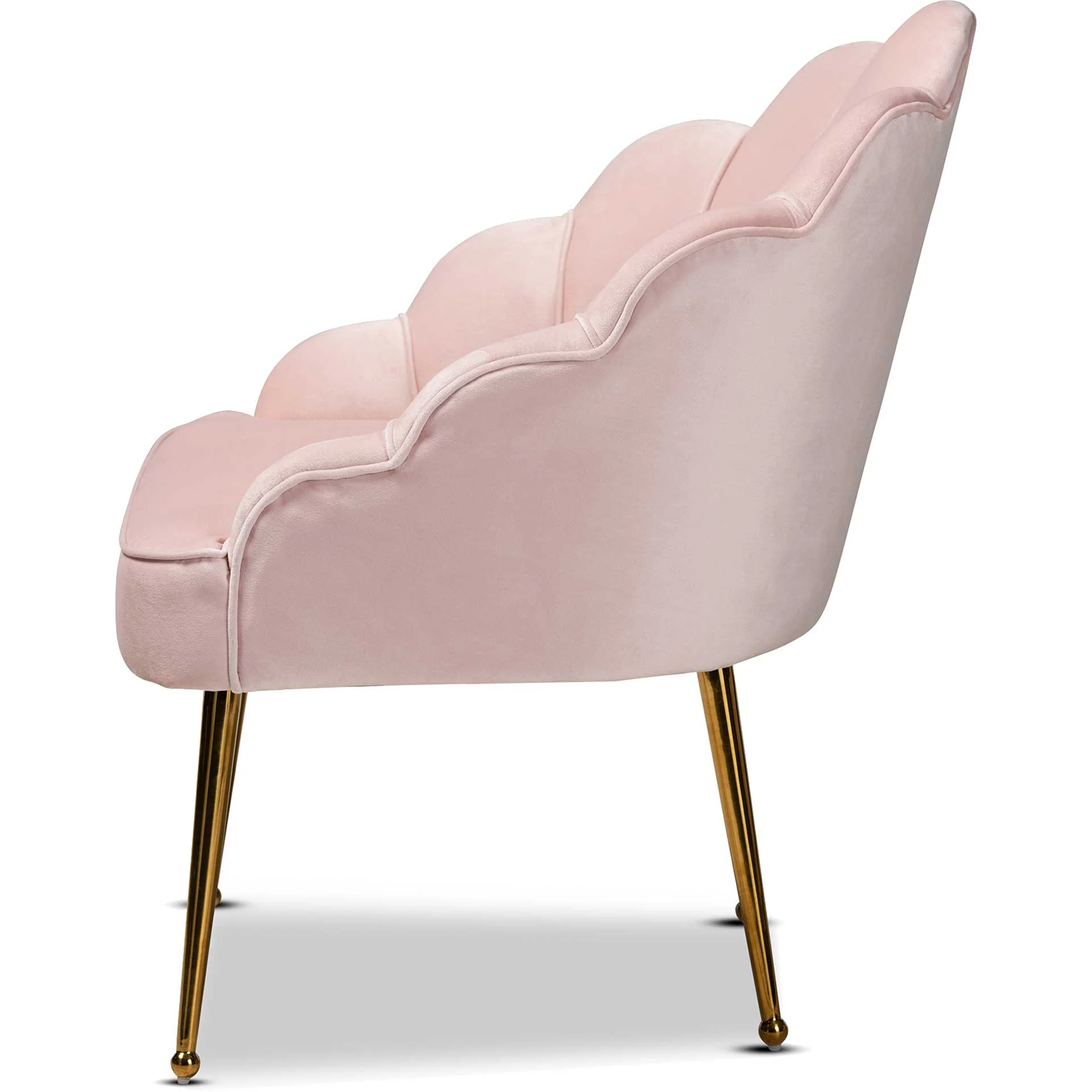 Ciarra Velvet Fabric Upholstered Chair Light Pink/Gold - Image 3