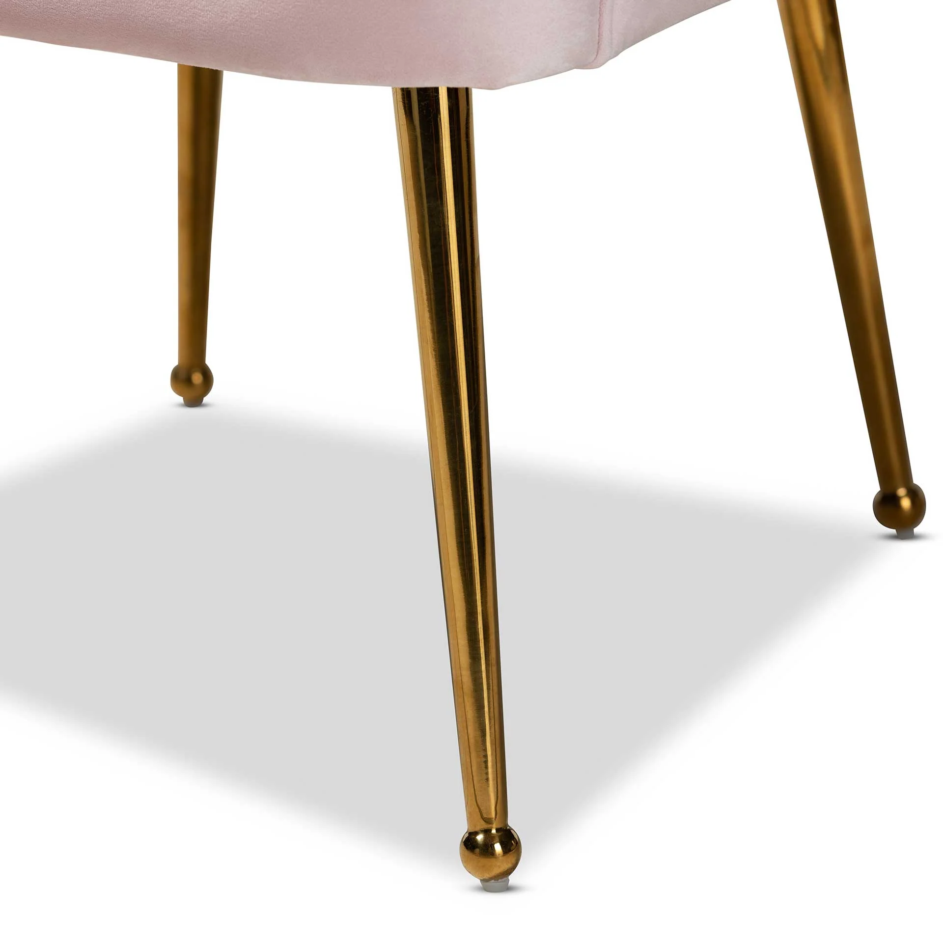 Ciarra Velvet Fabric Upholstered Chair Light Pink/Gold - Image 6