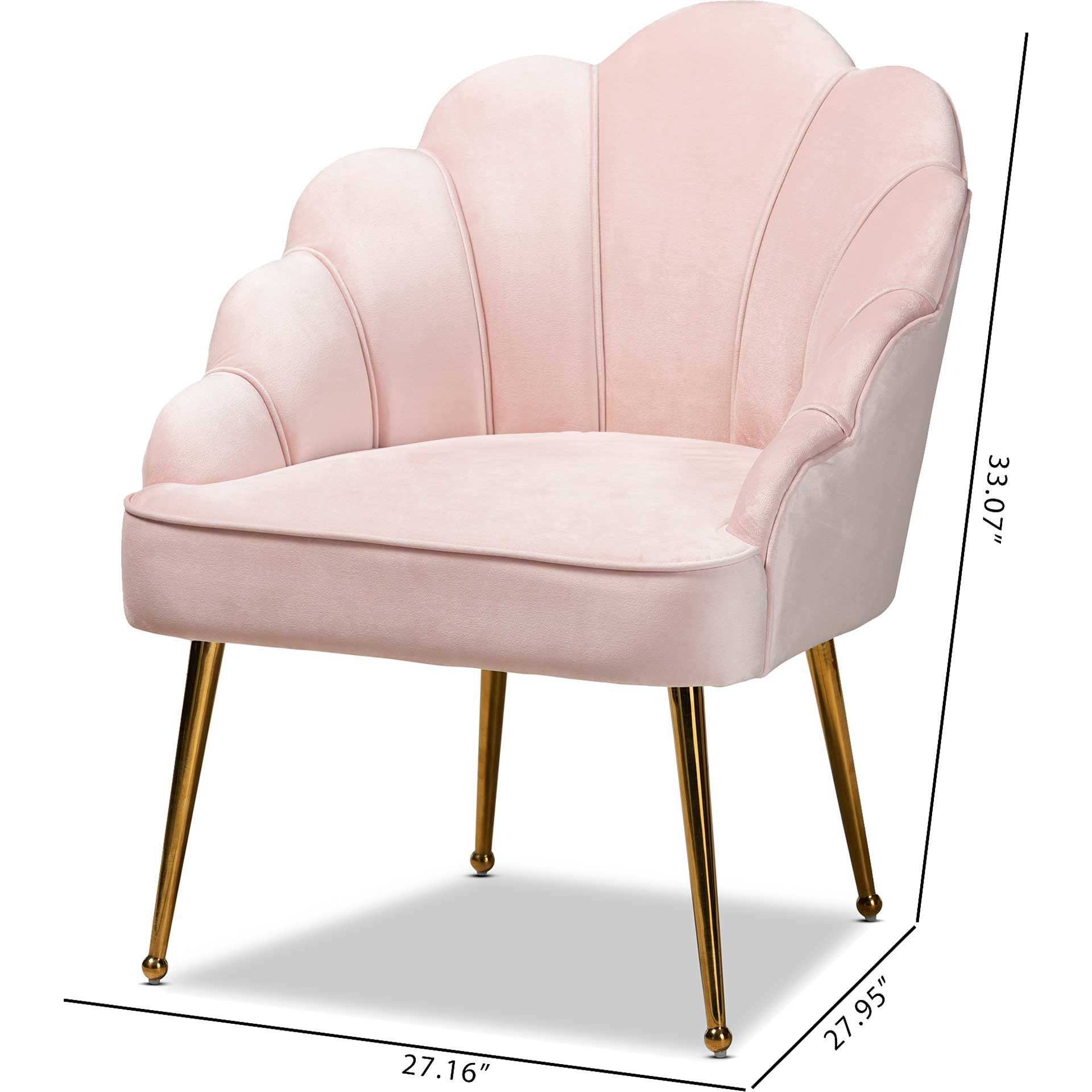 Ciarra Velvet Fabric Upholstered Chair Light Pink/Gold - Image 7