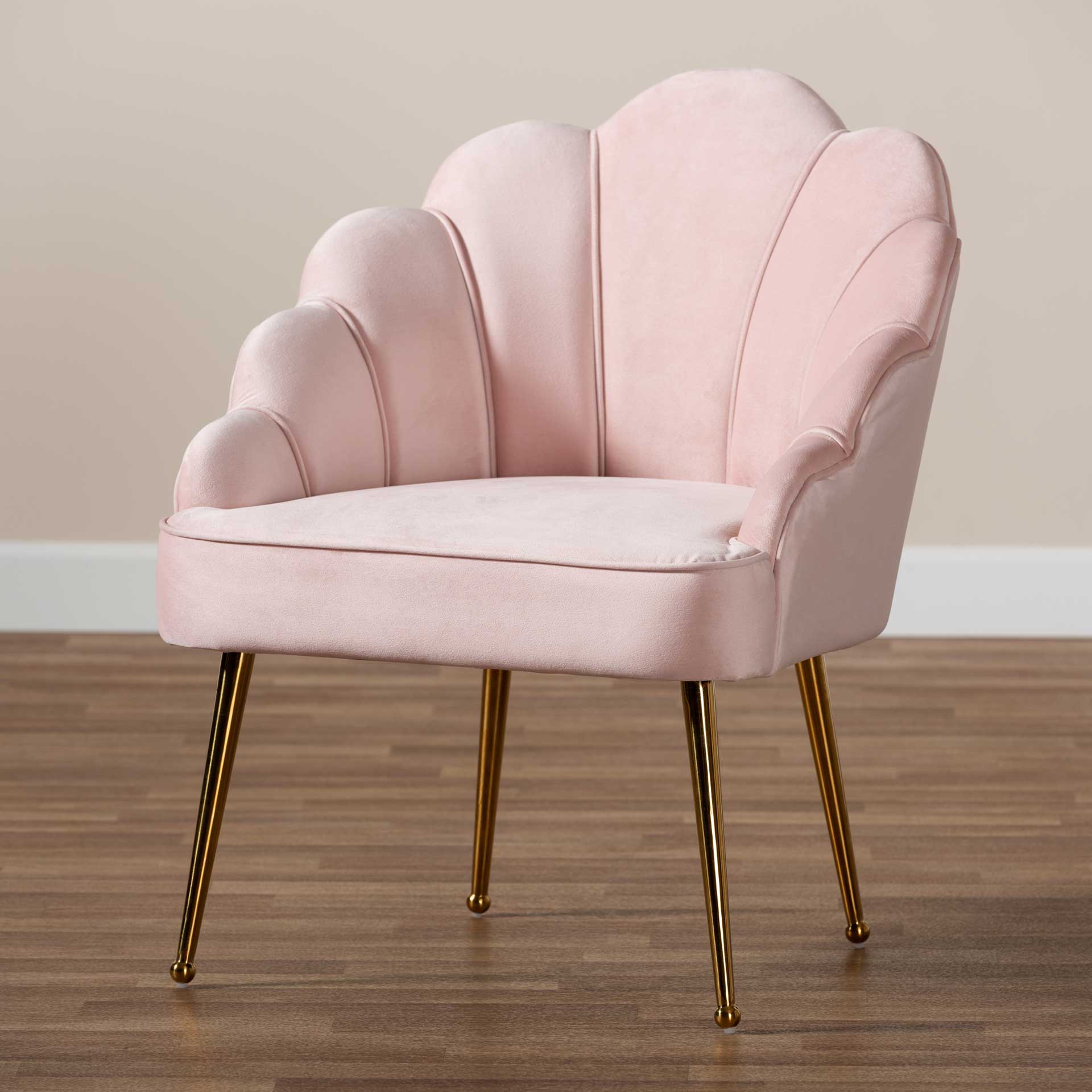 Ciarra Velvet Fabric Upholstered Chair Light Pink/Gold - Image 8