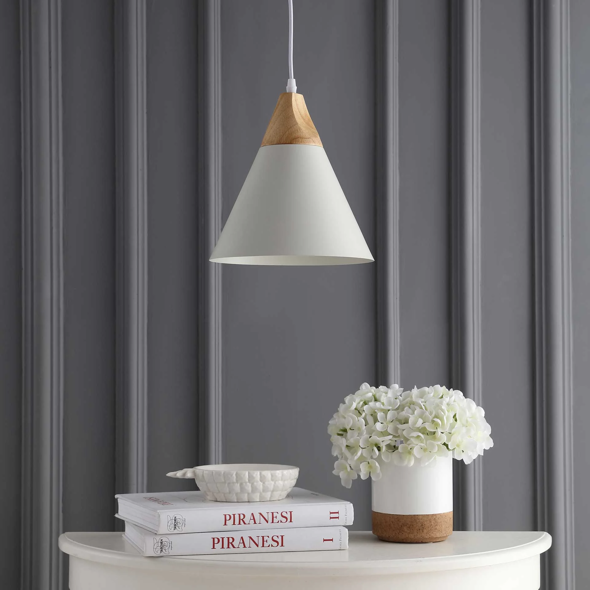 Cicely Pendant White/Light Brown - Image 3