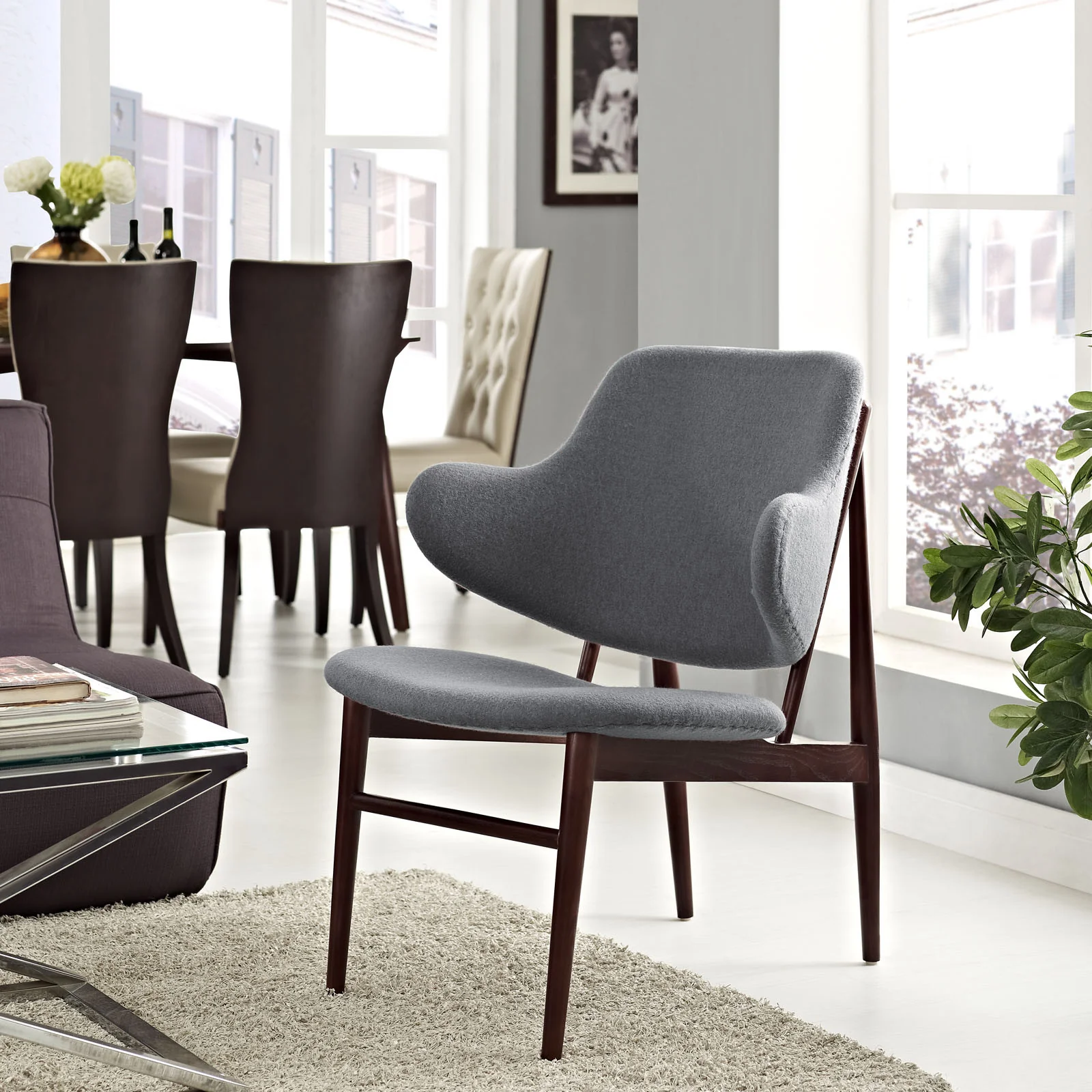Cicely Wood Lounge Chair Dark Gray - Image 4