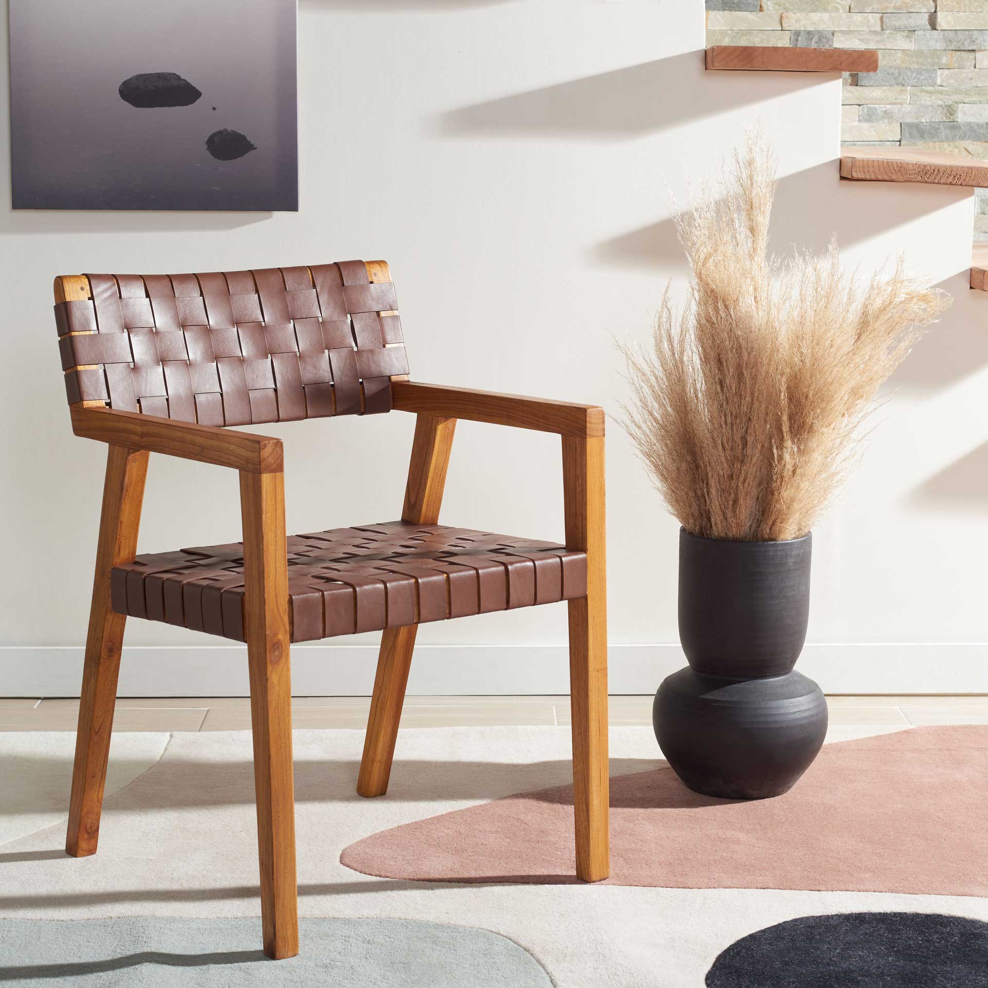 Cila Leather Dining Chair Cognac/Natural - Image 6