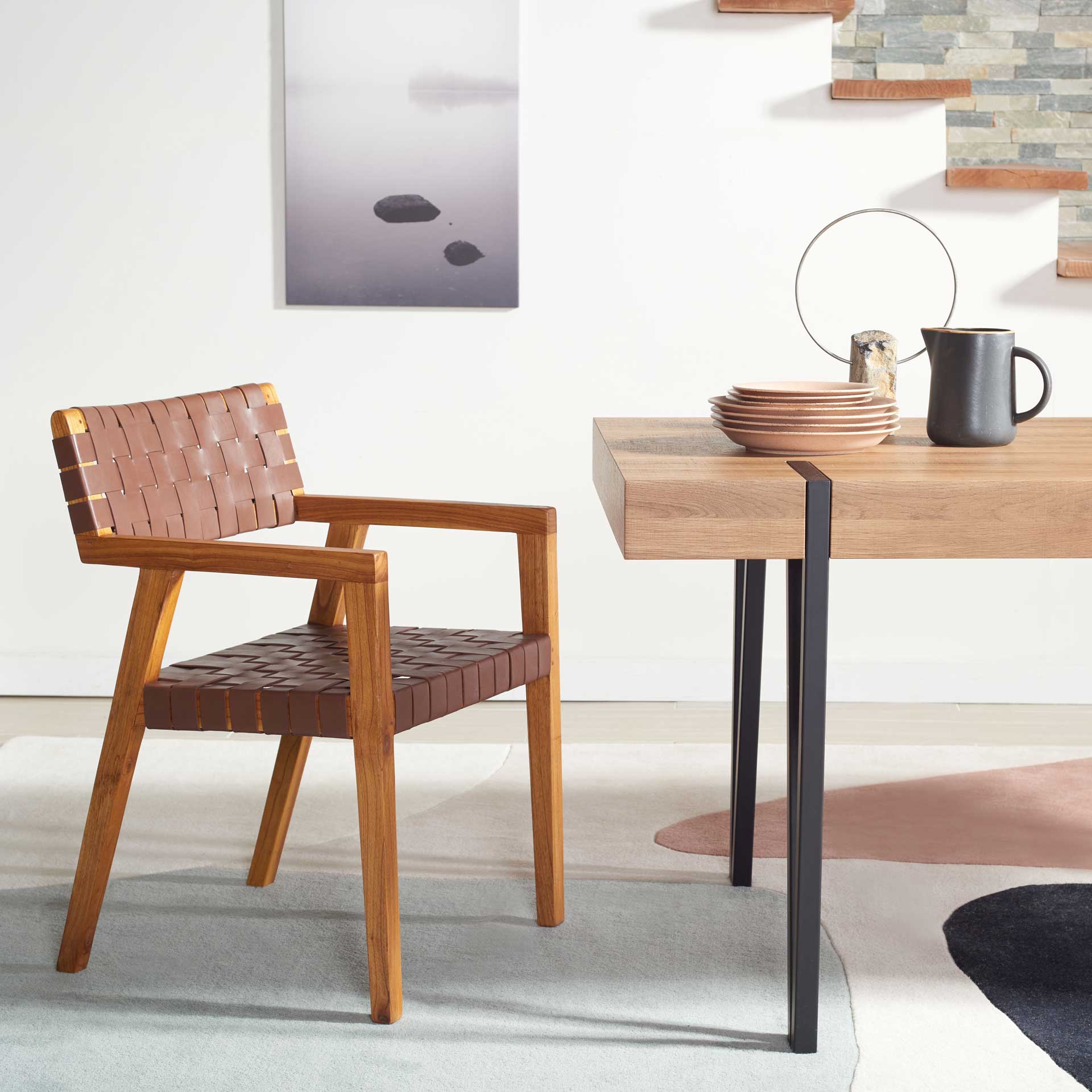 Cila Leather Dining Chair Cognac/Natural - Image 7