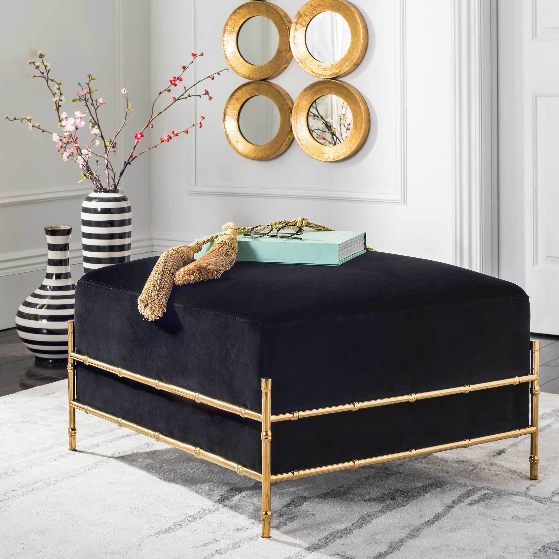 Claire Bamboo Velvet Ottoman - Image 6