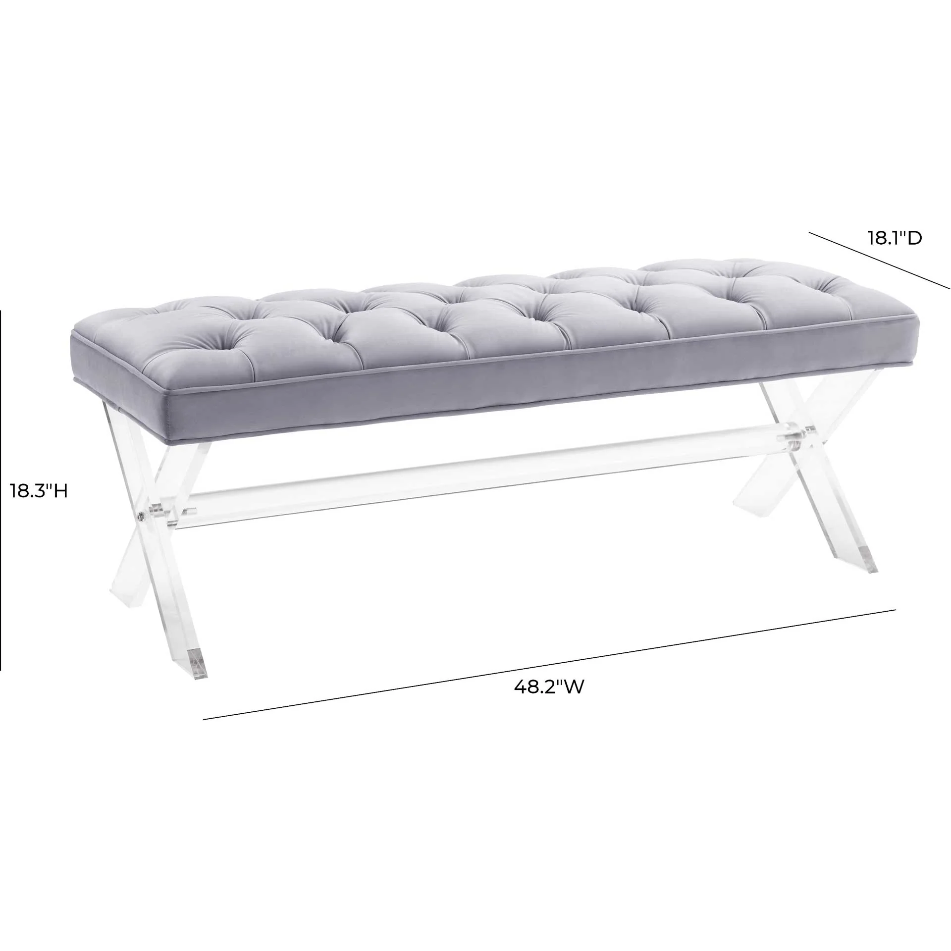Clairton Lucite Bench Gray - Image 5