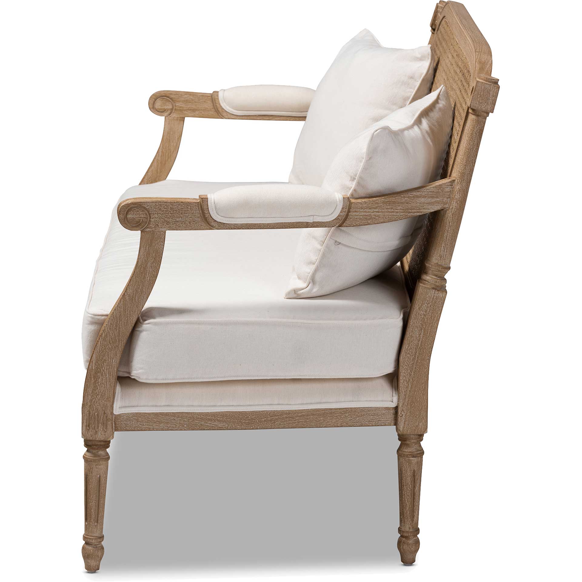 Clancy Fabric Upholstered Loveseat Ivory/Oak - Image 3