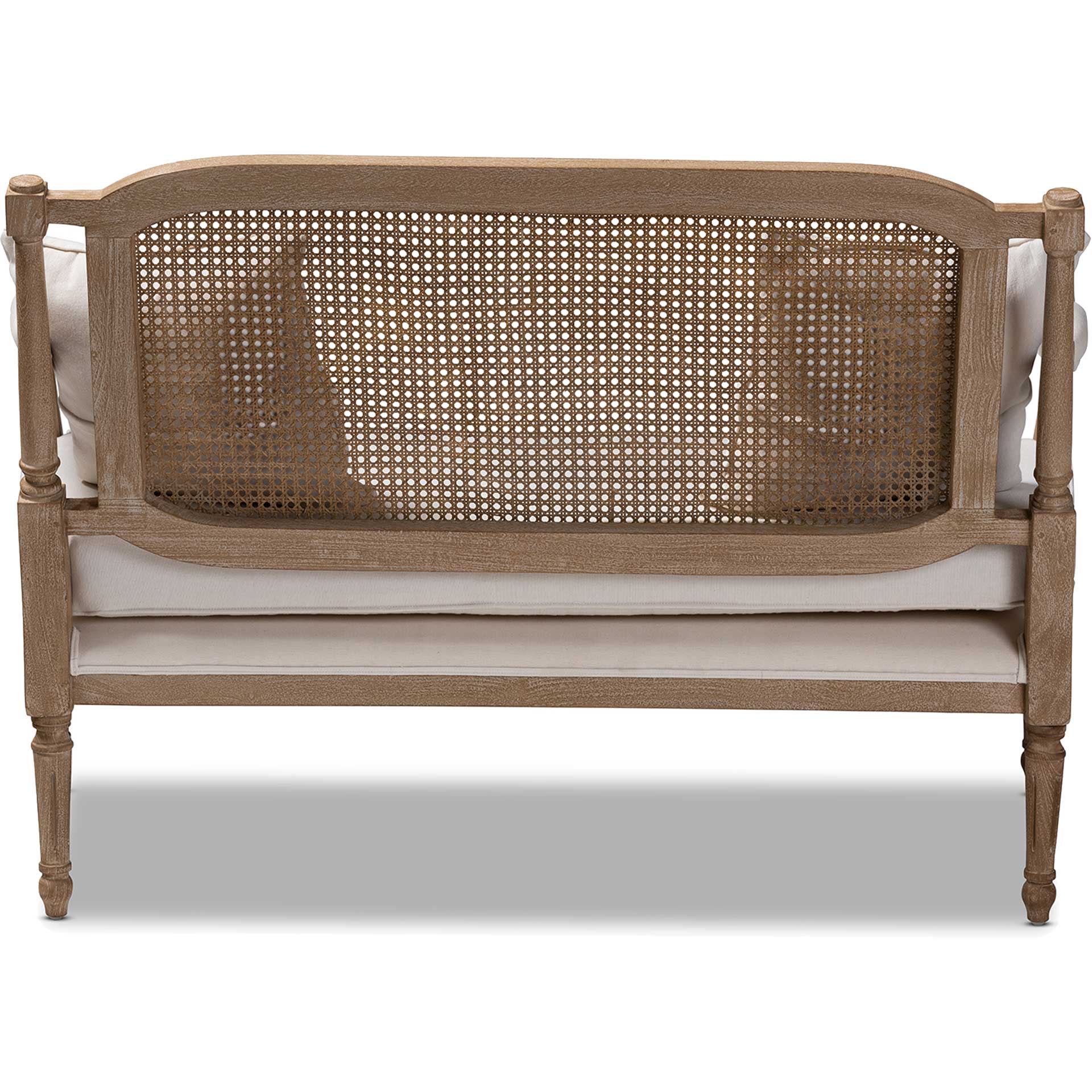 Clancy Fabric Upholstered Loveseat Ivory/Oak - Image 4