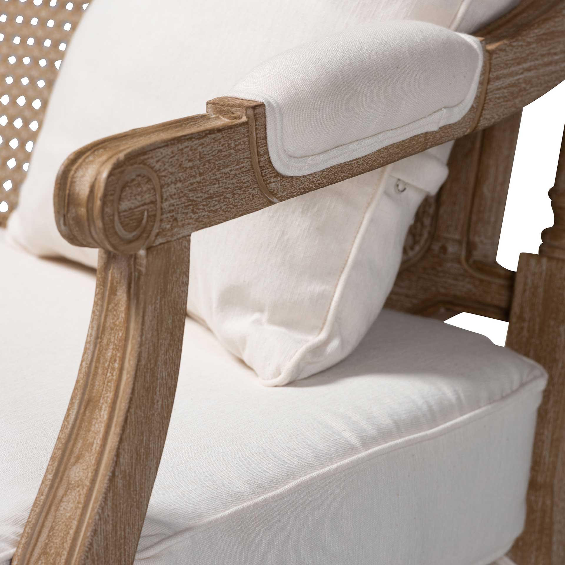 Clancy Fabric Upholstered Loveseat Ivory/Oak - Image 6