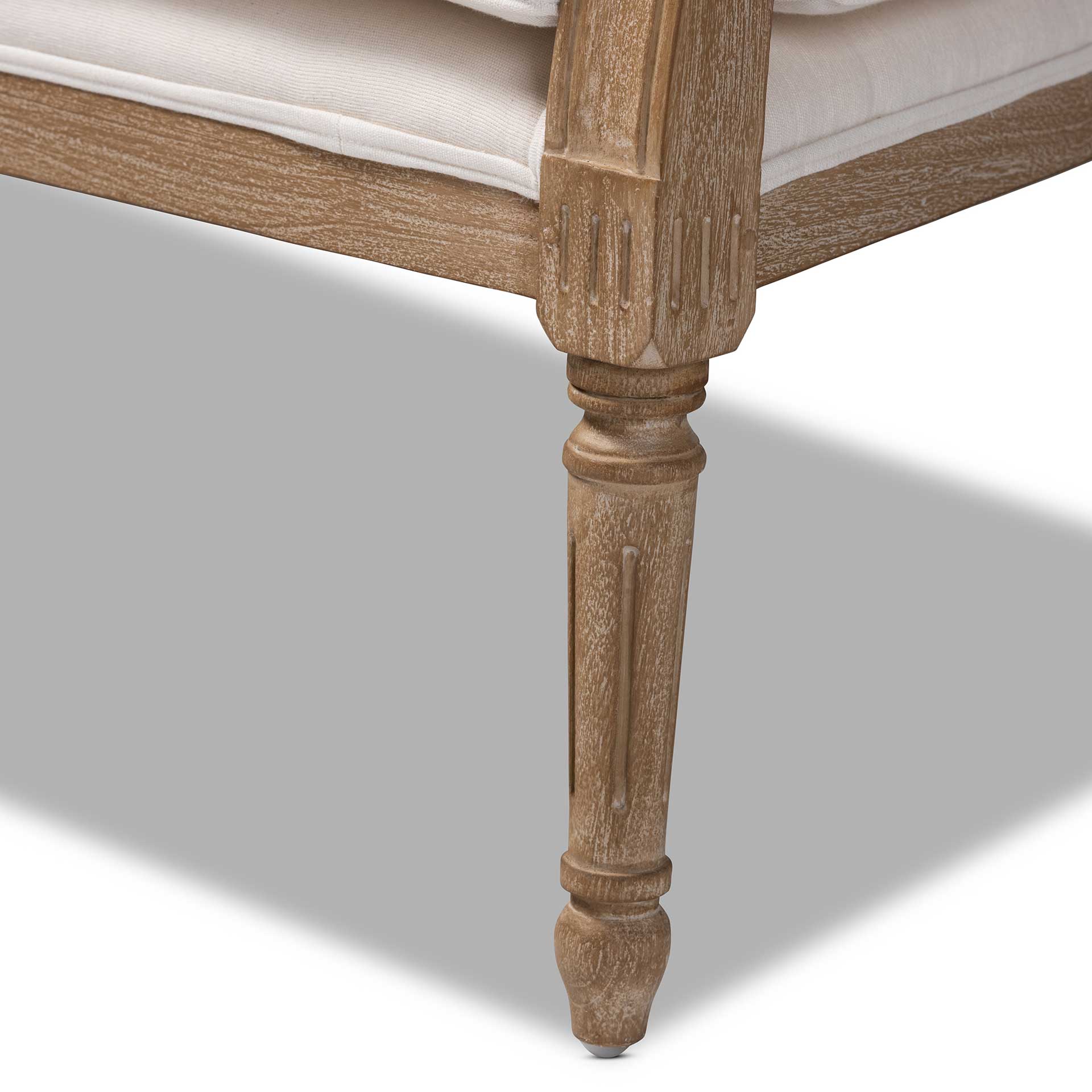 Clancy Fabric Upholstered Loveseat Ivory/Oak - Image 7
