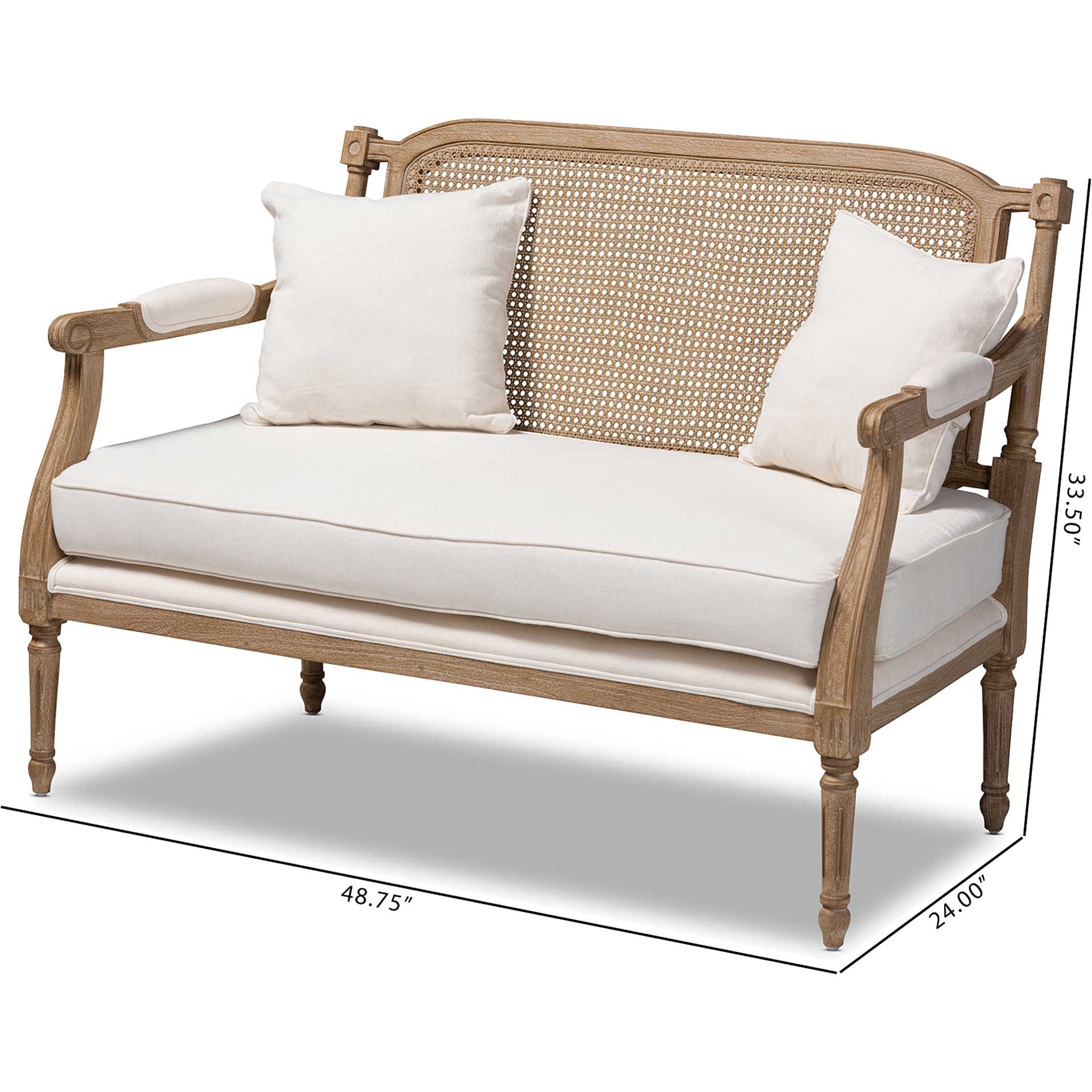 Clancy Fabric Upholstered Loveseat Ivory/Oak - Image 8