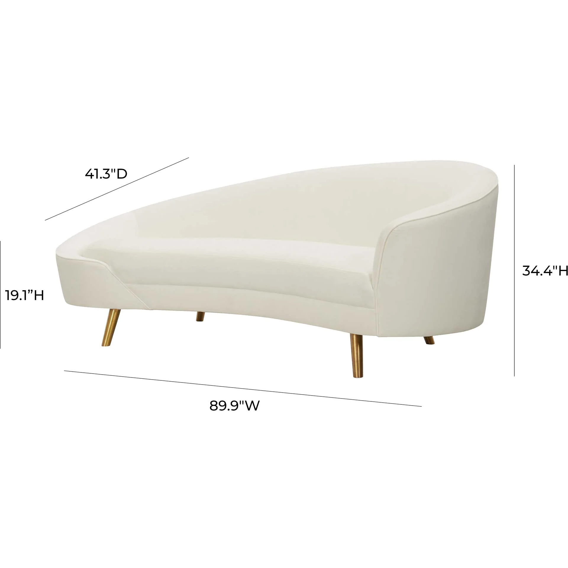 Clancy Velvet Sofa Cream - Image 6