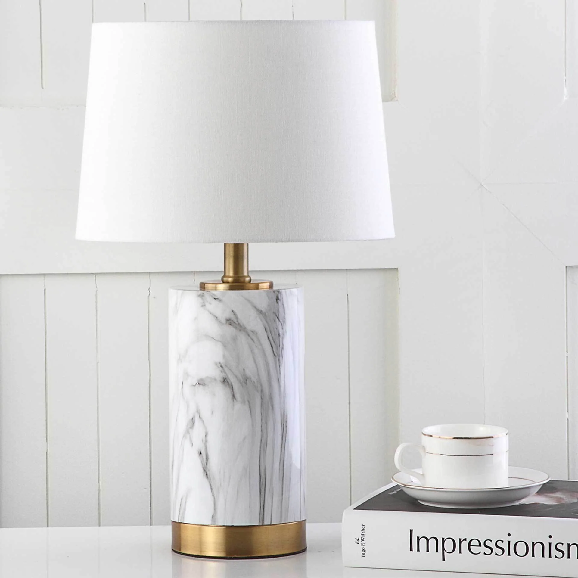 Clara Table Lamp White/Black Marble - Image 3