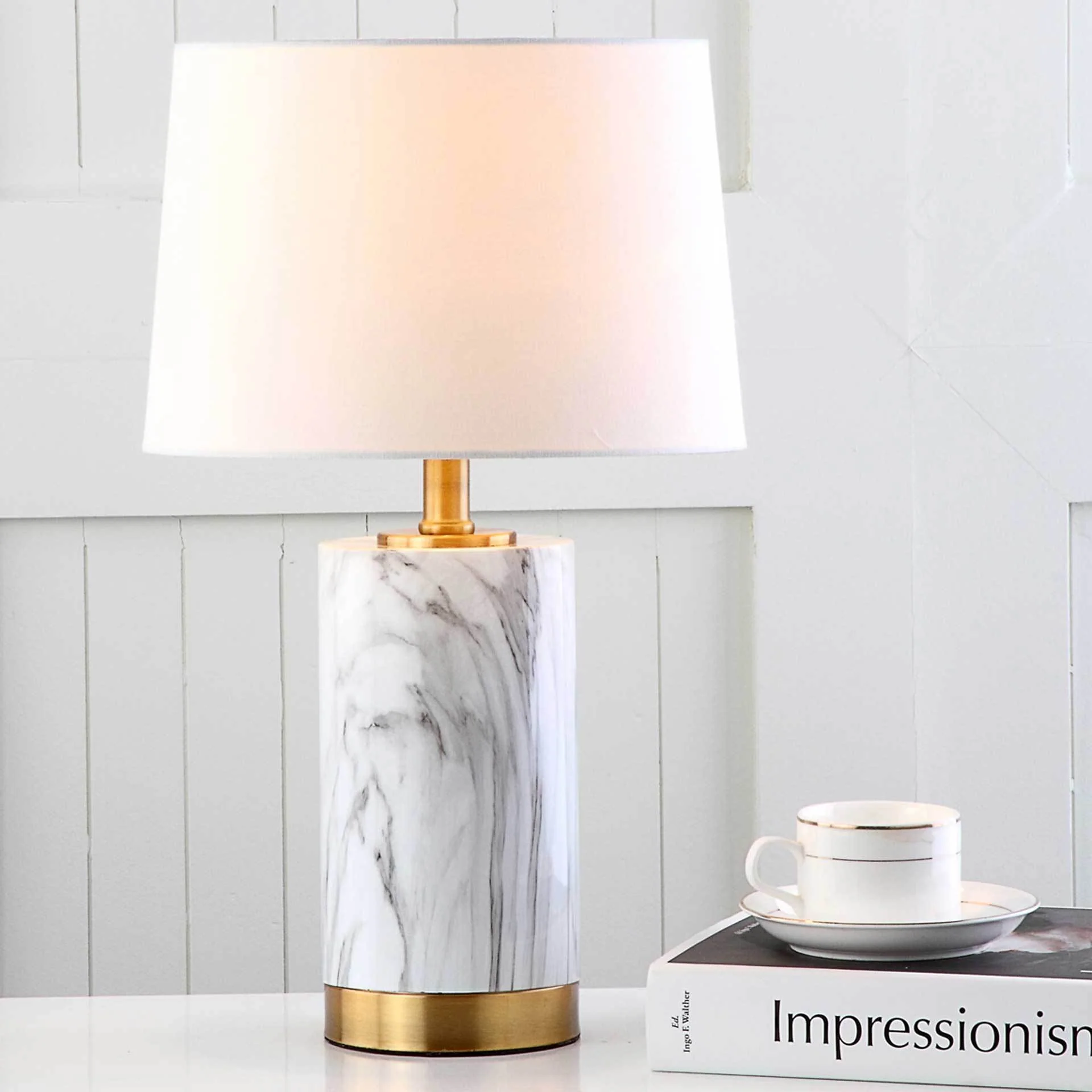 Clara Table Lamp White/Black Marble - Image 4