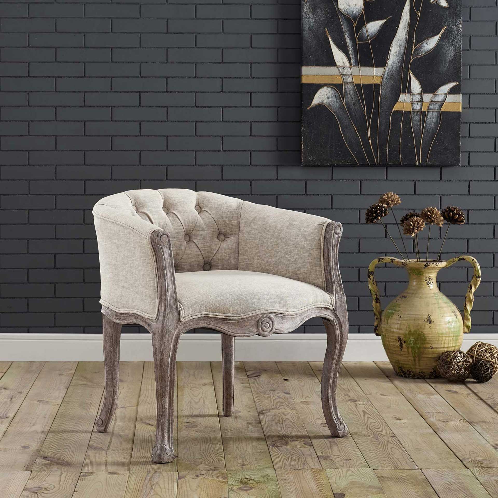 Class Upholstered Fabric Dining Armchair Beige - Image 5