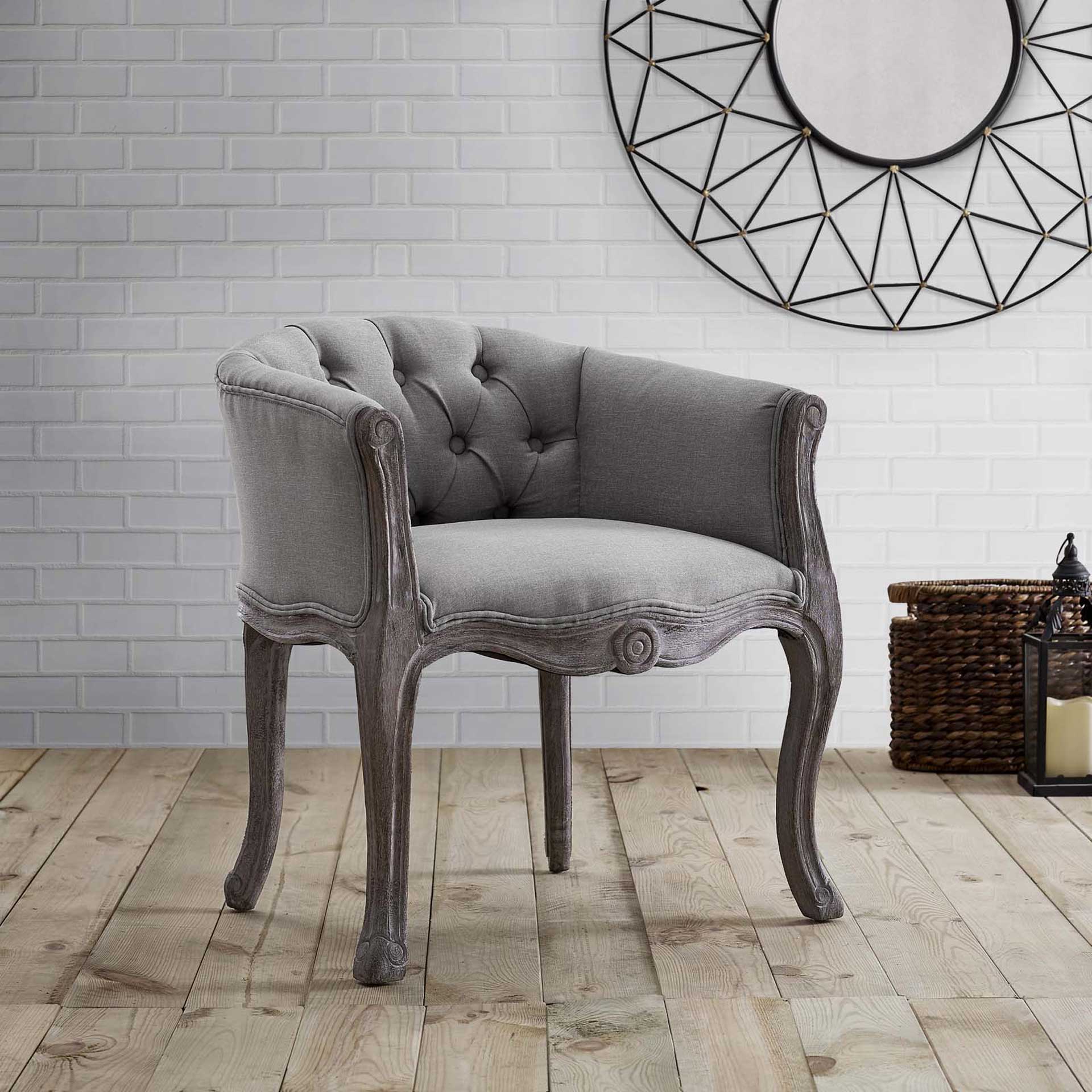 Class Upholstered Fabric Dining Armchair Light Gray - Image 5