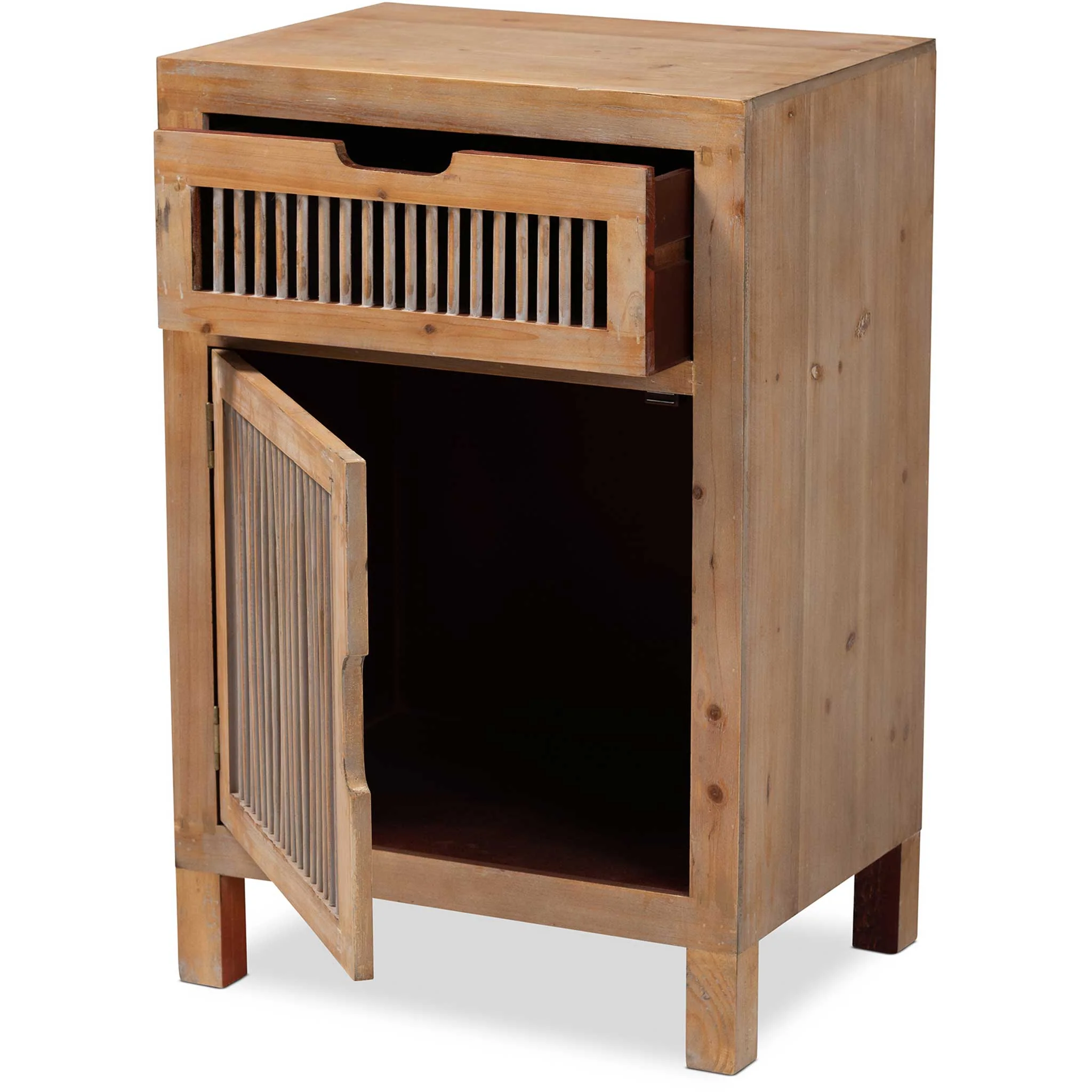 Claudia 1-Door and 1-Drawer Spindle Nightstand Brown - Image 2