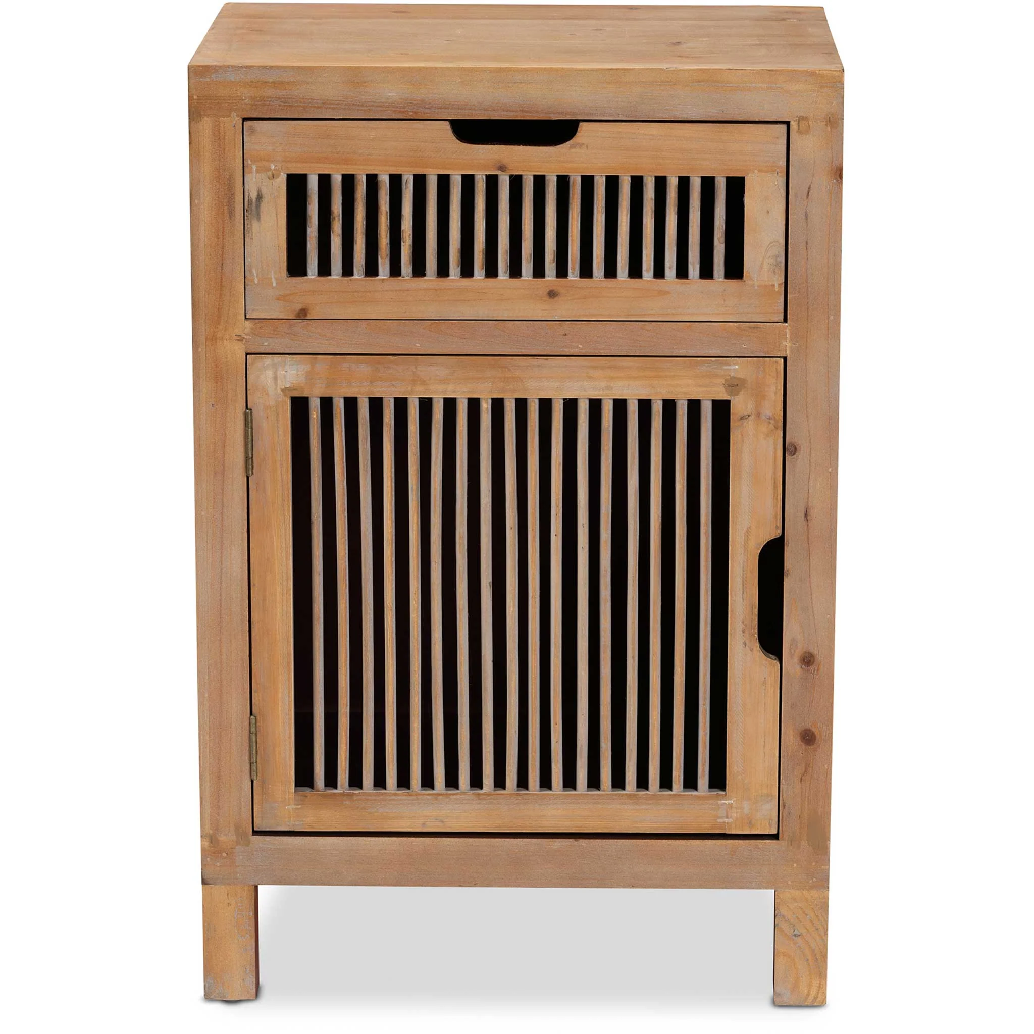 Claudia 1-Door and 1-Drawer Spindle Nightstand Brown - Image 3