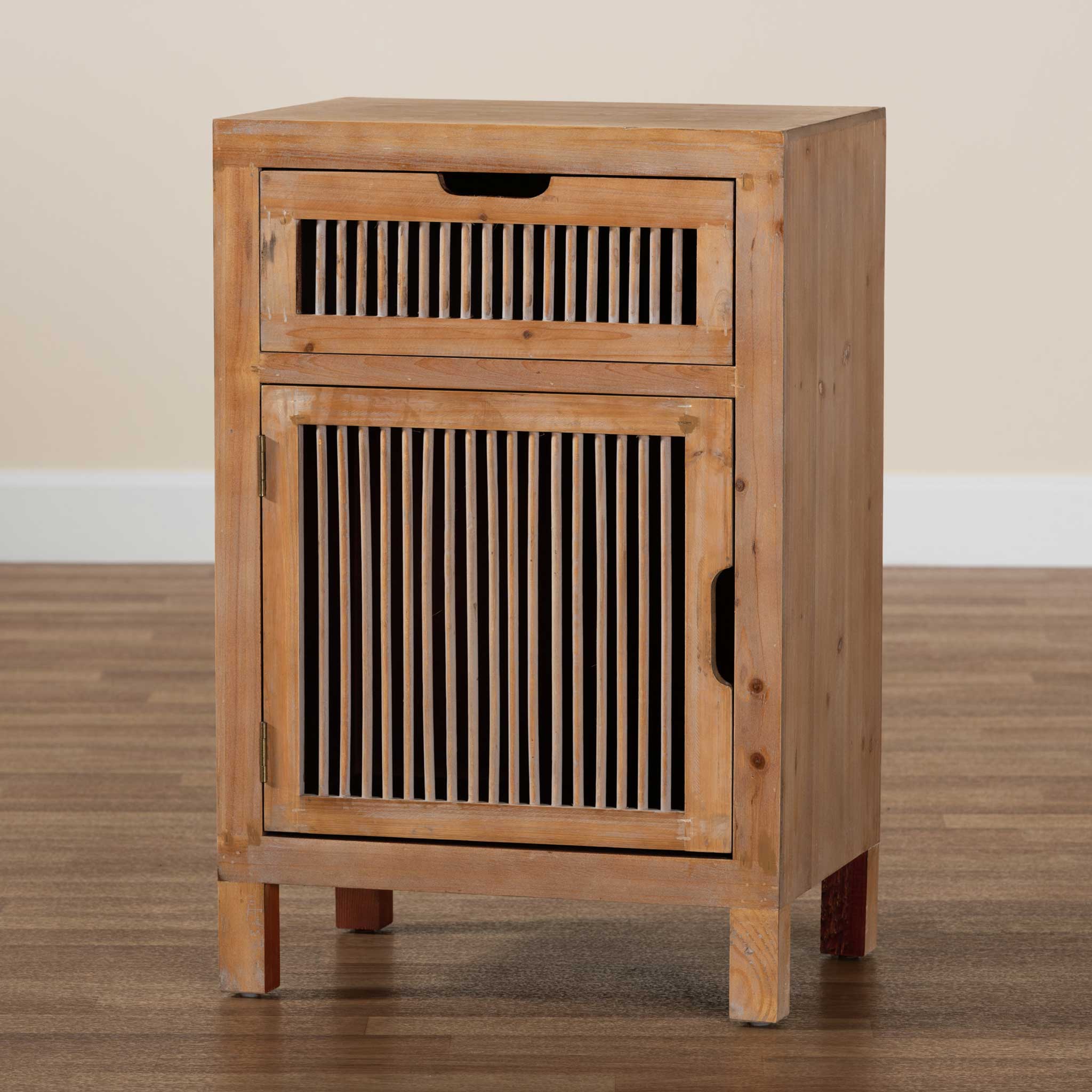 Claudia 1-Door and 1-Drawer Spindle Nightstand Brown - Image 9