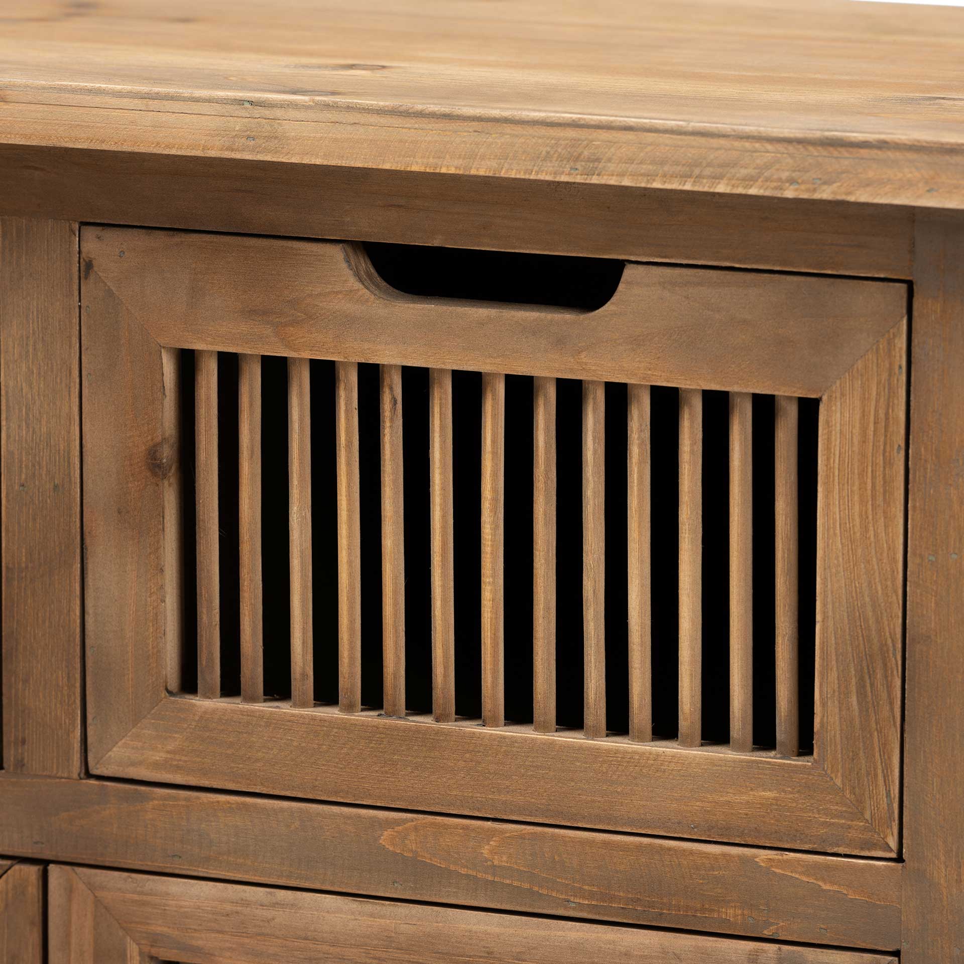 Claudia 2-Door and 2-Drawer Spindle Storage Cabinet Brown - Image 5