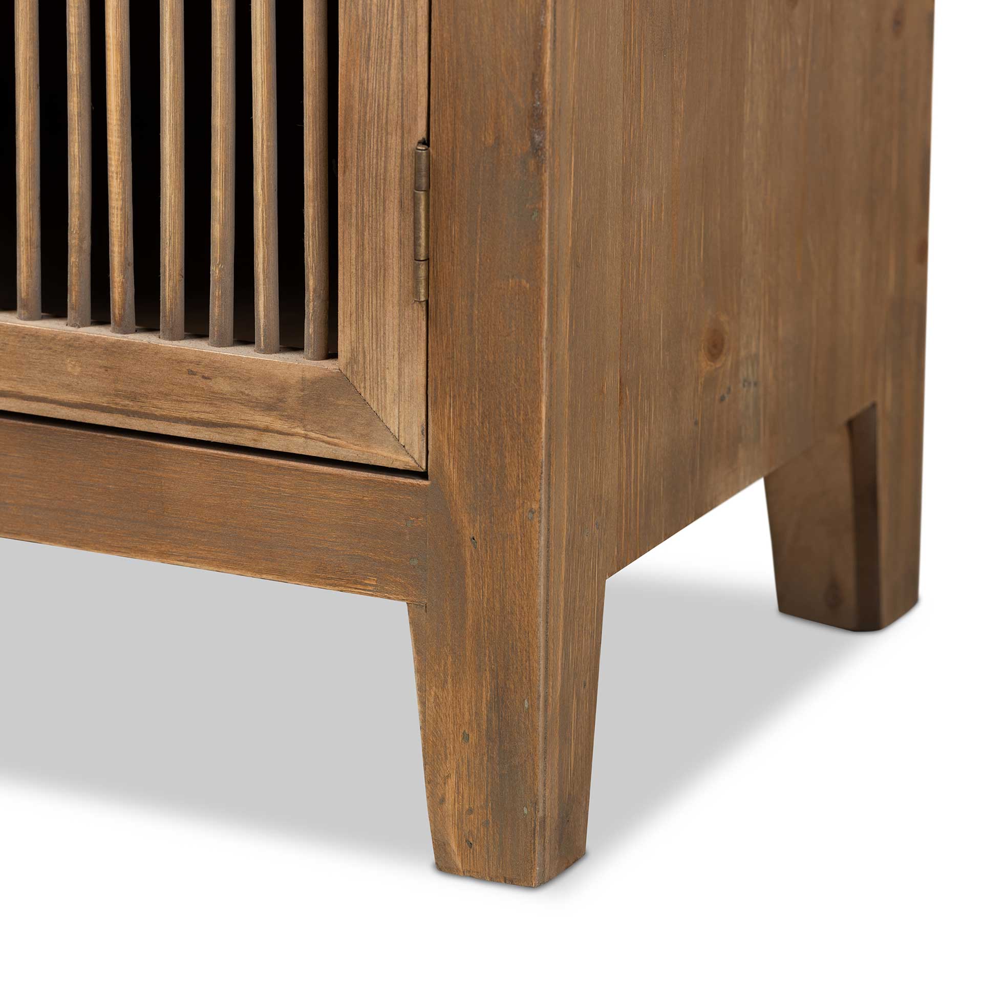 Claudia 2-Door and 2-Drawer Spindle Storage Cabinet Brown - Image 6
