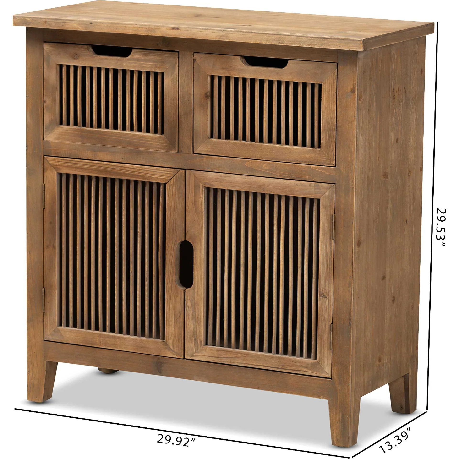 Claudia 2-Door and 2-Drawer Spindle Storage Cabinet Brown - Image 7