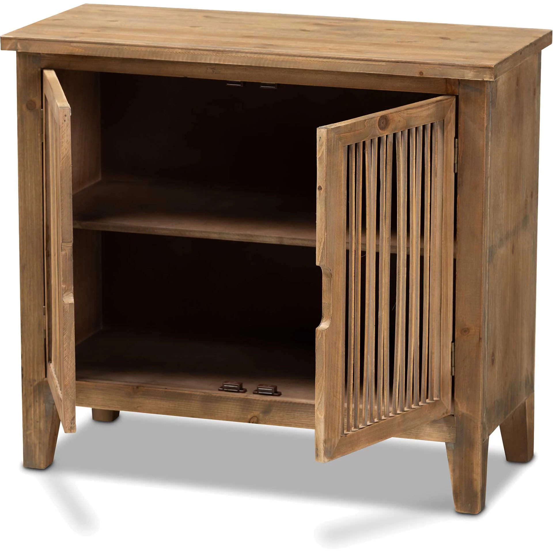 Claudia 2-Door Wood Spindle Storage Cabinet Brown - Image 4