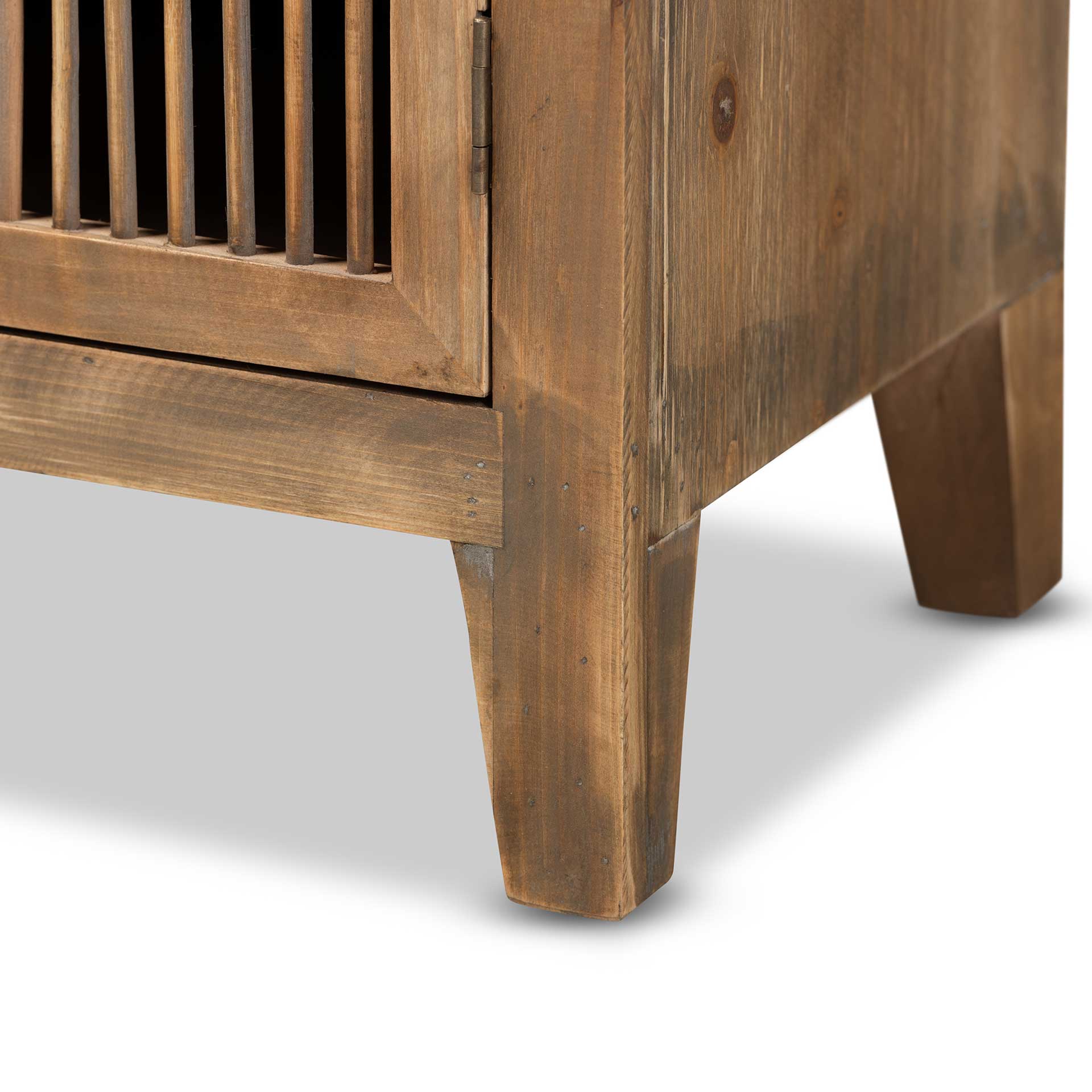 Claudia 2-Door Wood Spindle Storage Cabinet Brown - Image 6