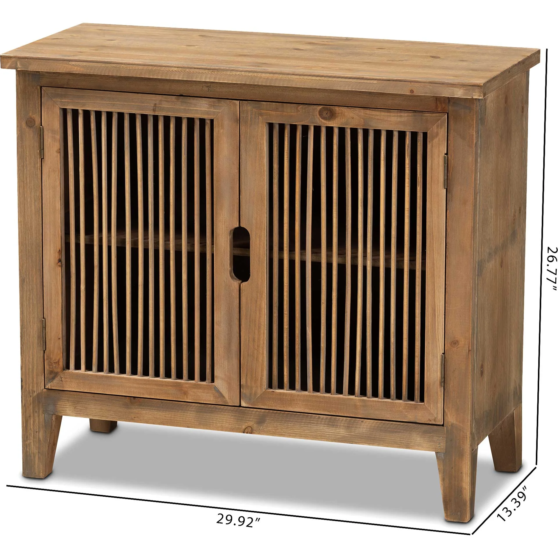 Claudia 2-Door Wood Spindle Storage Cabinet Brown - Image 7
