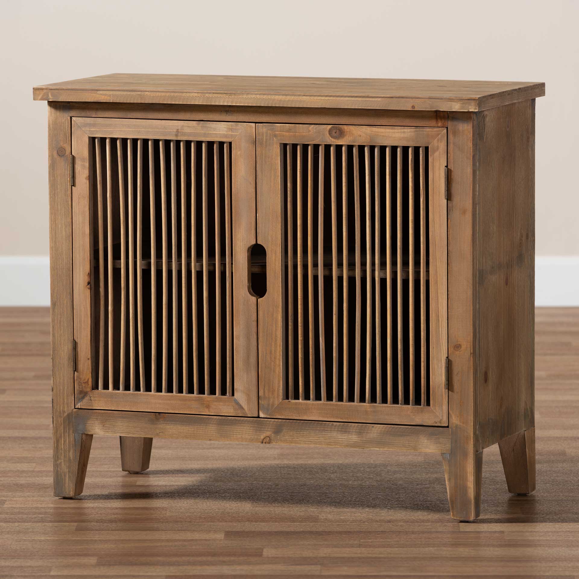 Claudia 2-Door Wood Spindle Storage Cabinet Brown - Image 8