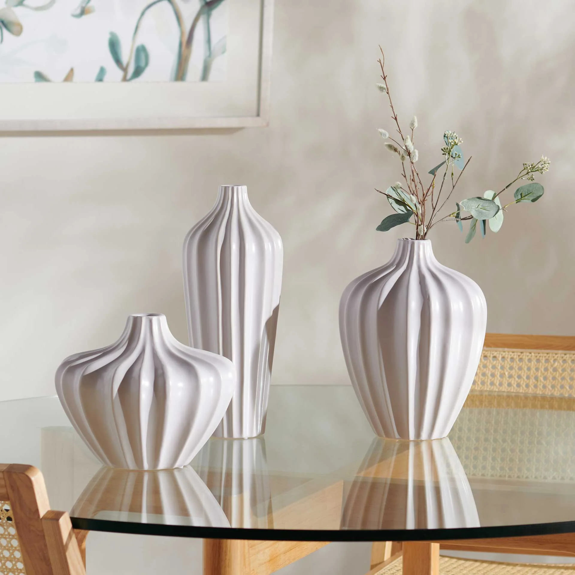 Clelia Ceramic Vase Stone Gray (Set of 3) - Image 3