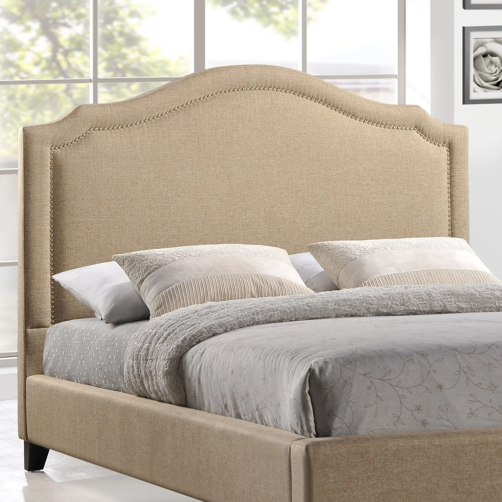 Clive Queen Bed Beige - Image 3