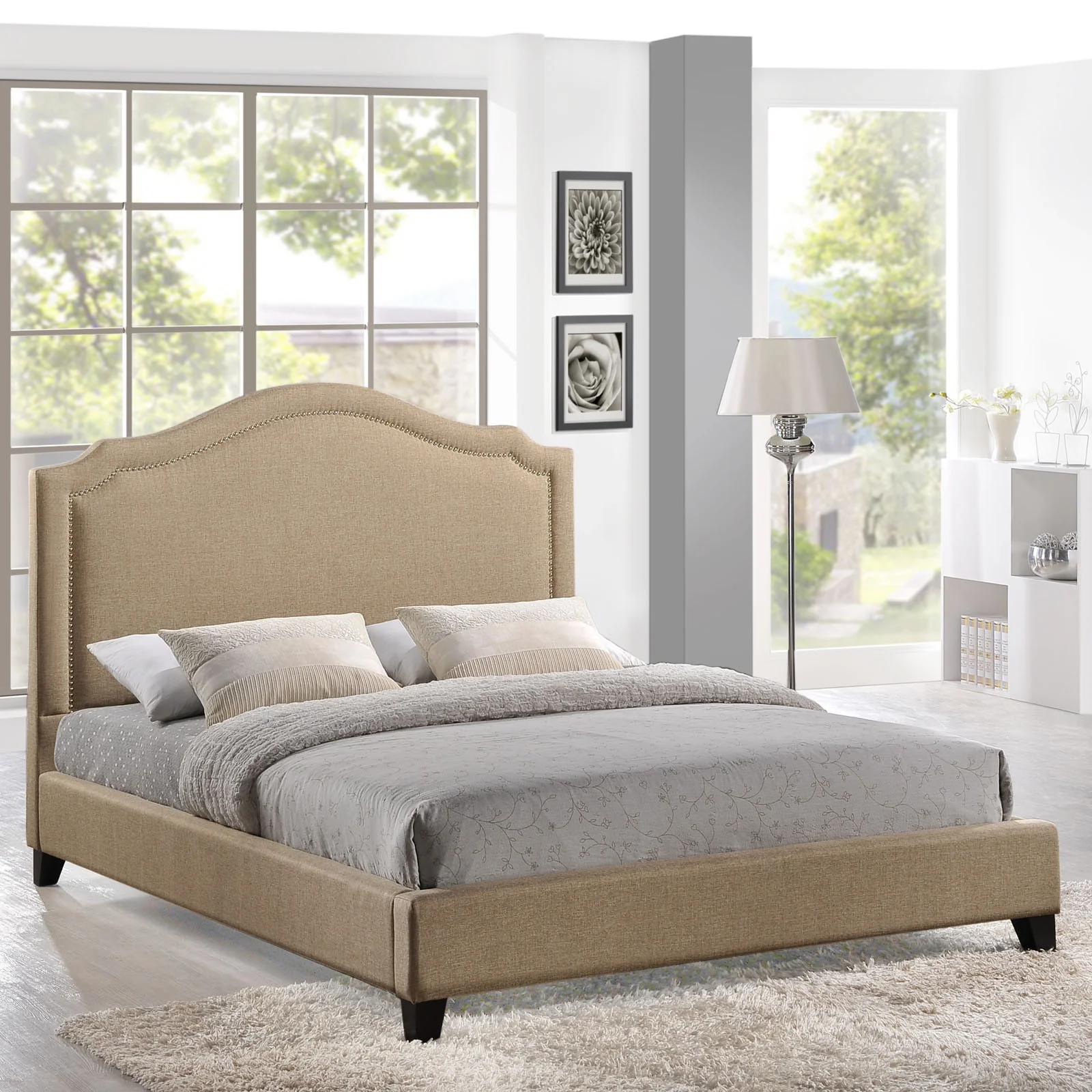 Clive Queen Bed Beige - Image 4