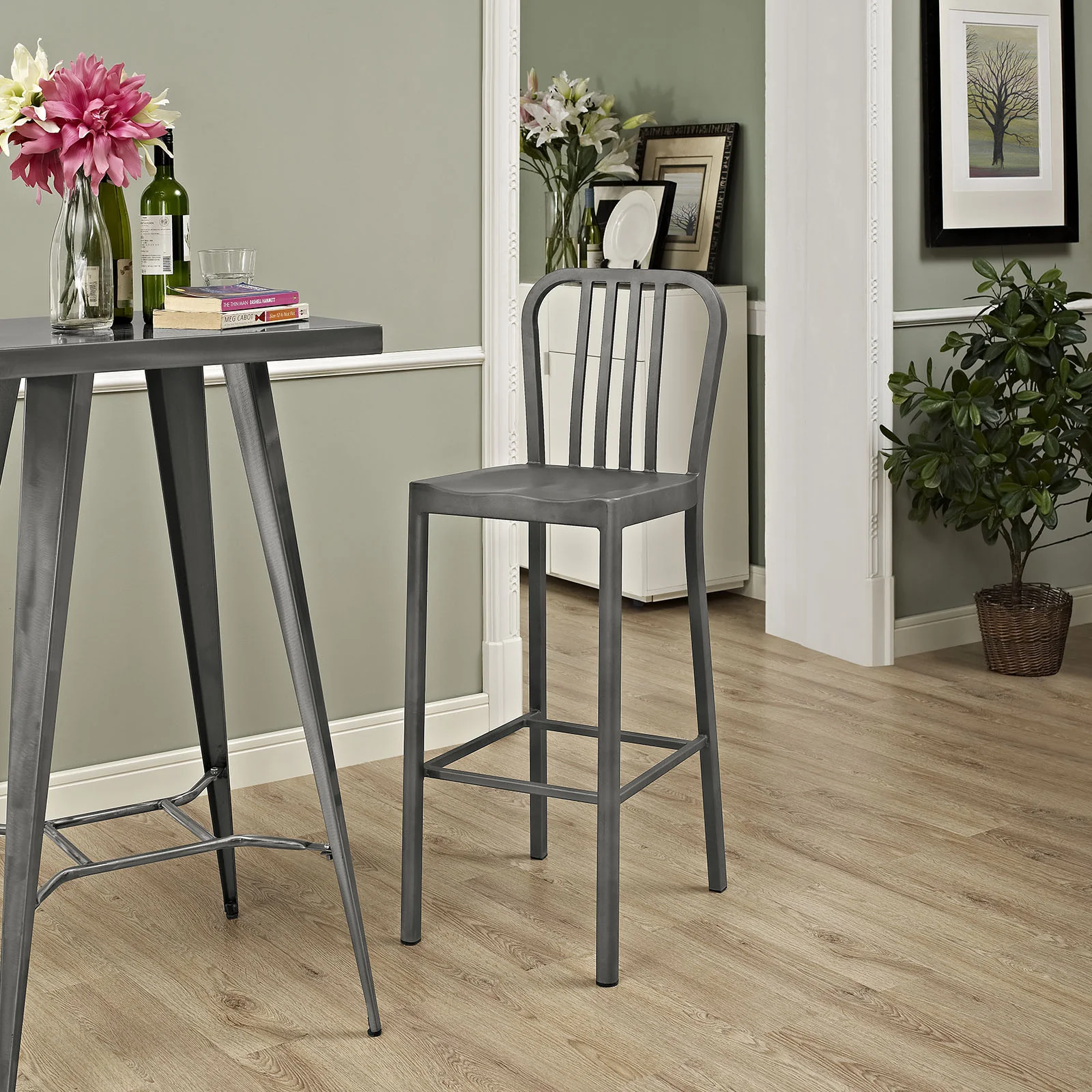 Cloister Metal Bar Stool Silver - Image 4