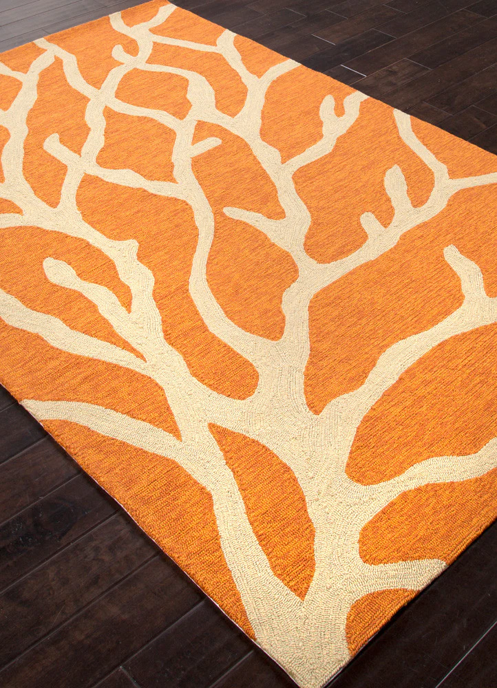 Coastal Lagoon Coral Orange/Gray Area Rug - Image 2