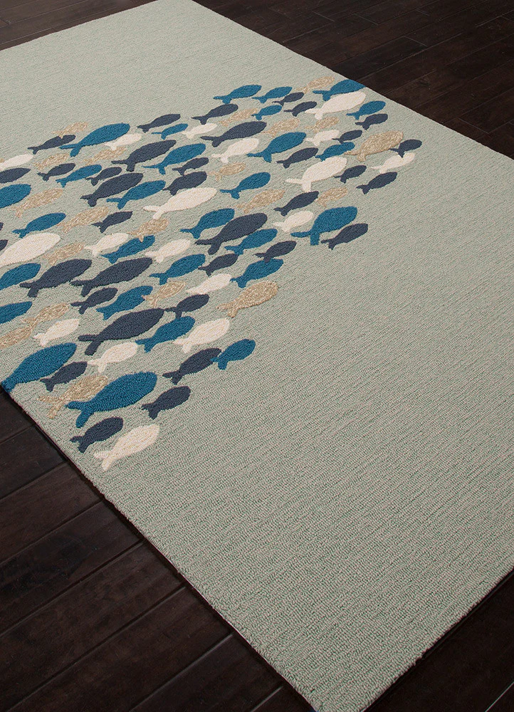 Coastal Lagoon Go Fish Cameo Green/Orion Blue Area Rug - Image 2