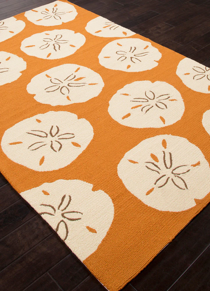 Coastal Lagoon Sand Dollar Orange/White Area Rug - Image 2