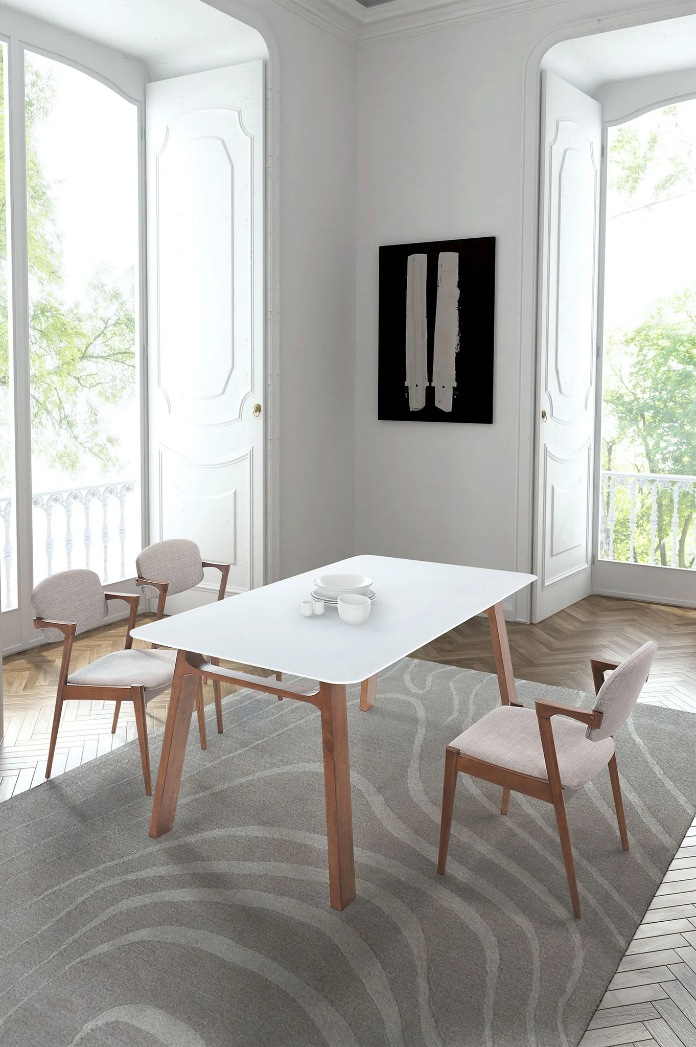 Cocoa Dining Table Walnut & White - Image 4