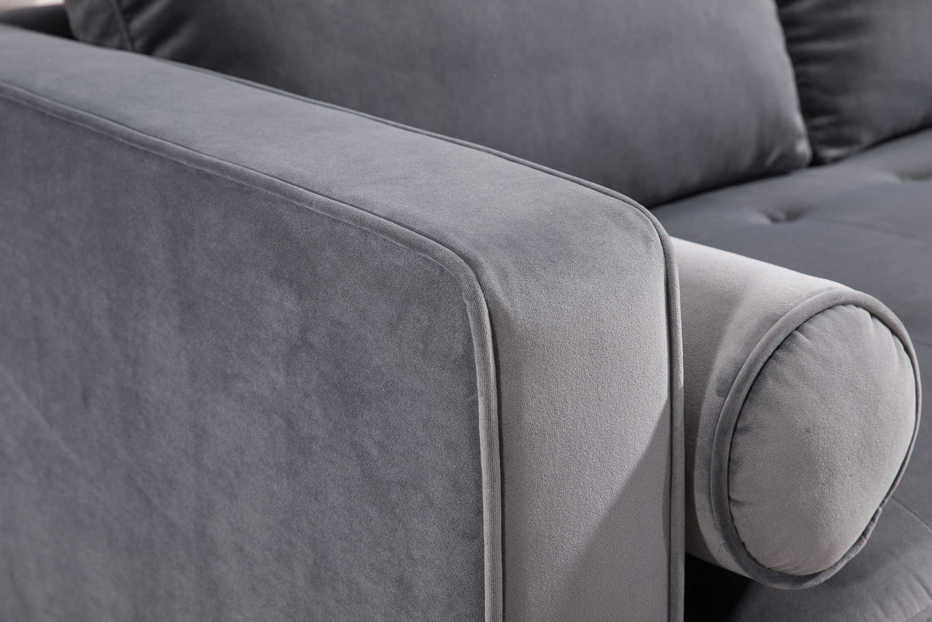 Cody Velvet Sectional Gray - Image 10