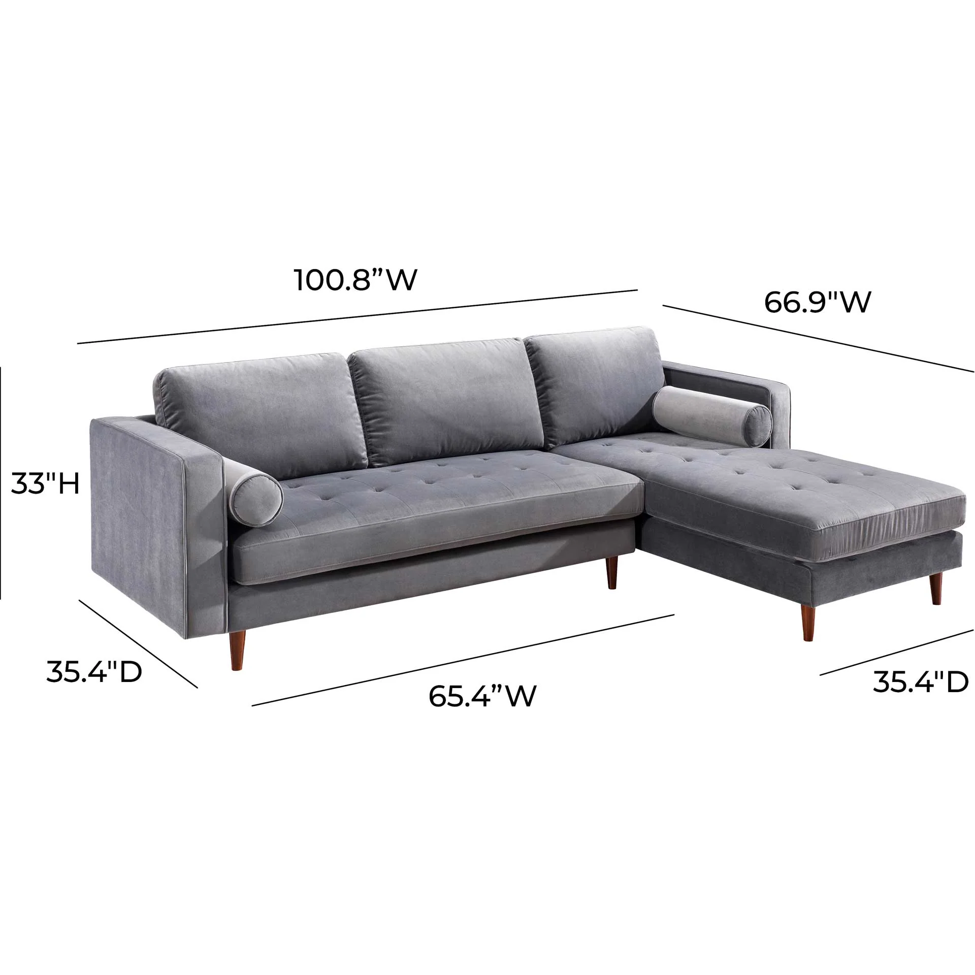 Cody Velvet Sectional Gray - Image 15