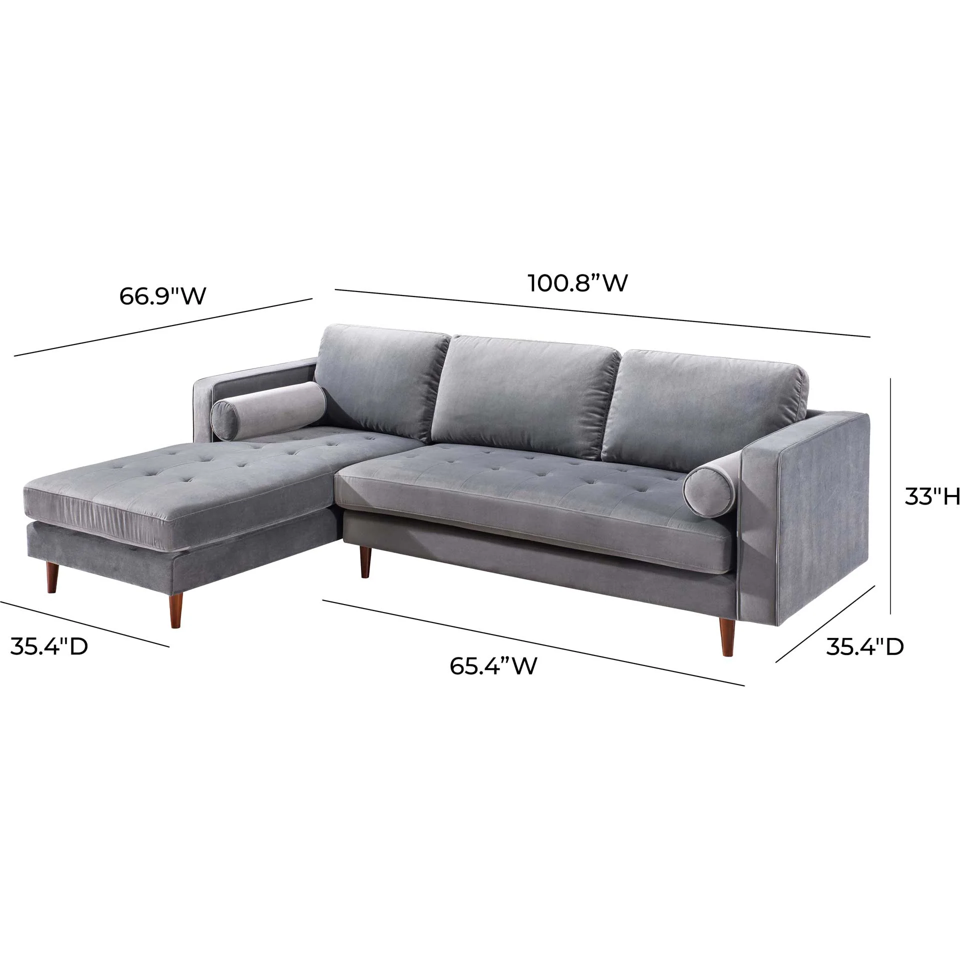 Cody Velvet Sectional Gray - Image 16