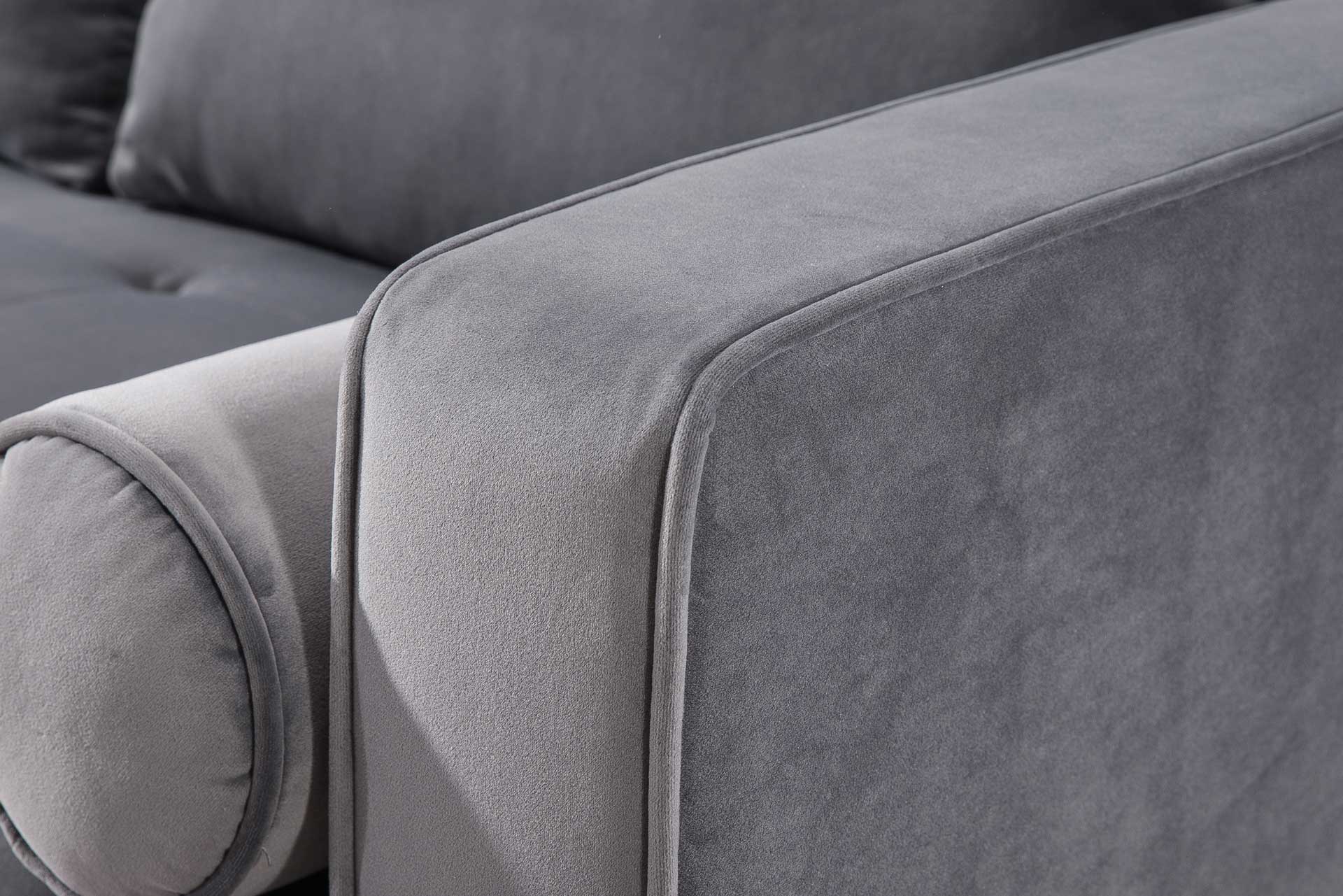 Cody Velvet Sectional Gray - Image 5