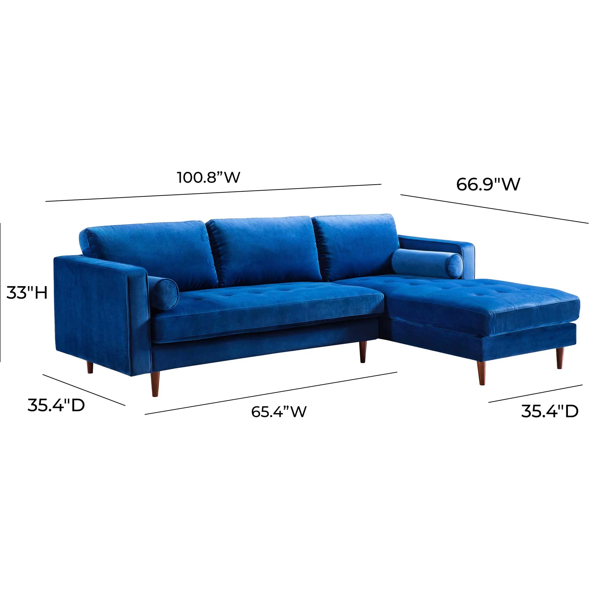 Cody Velvet Sectional Navy - Image 17
