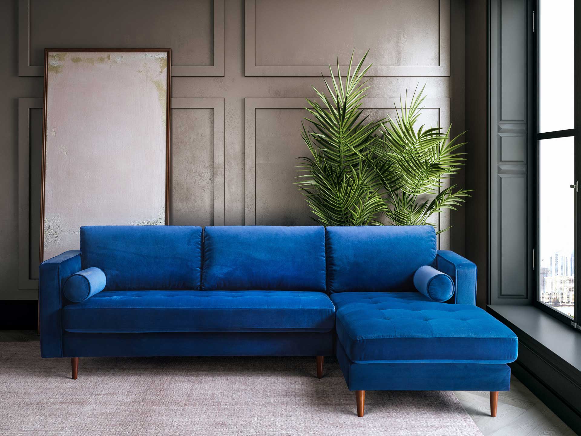 Cody Velvet Sectional Navy - Image 19