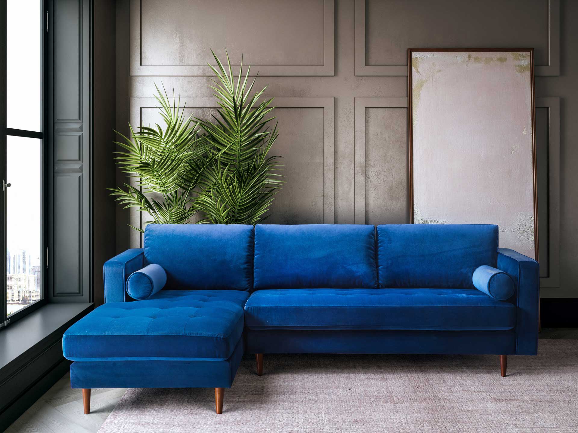Cody Velvet Sectional Navy - Image 20