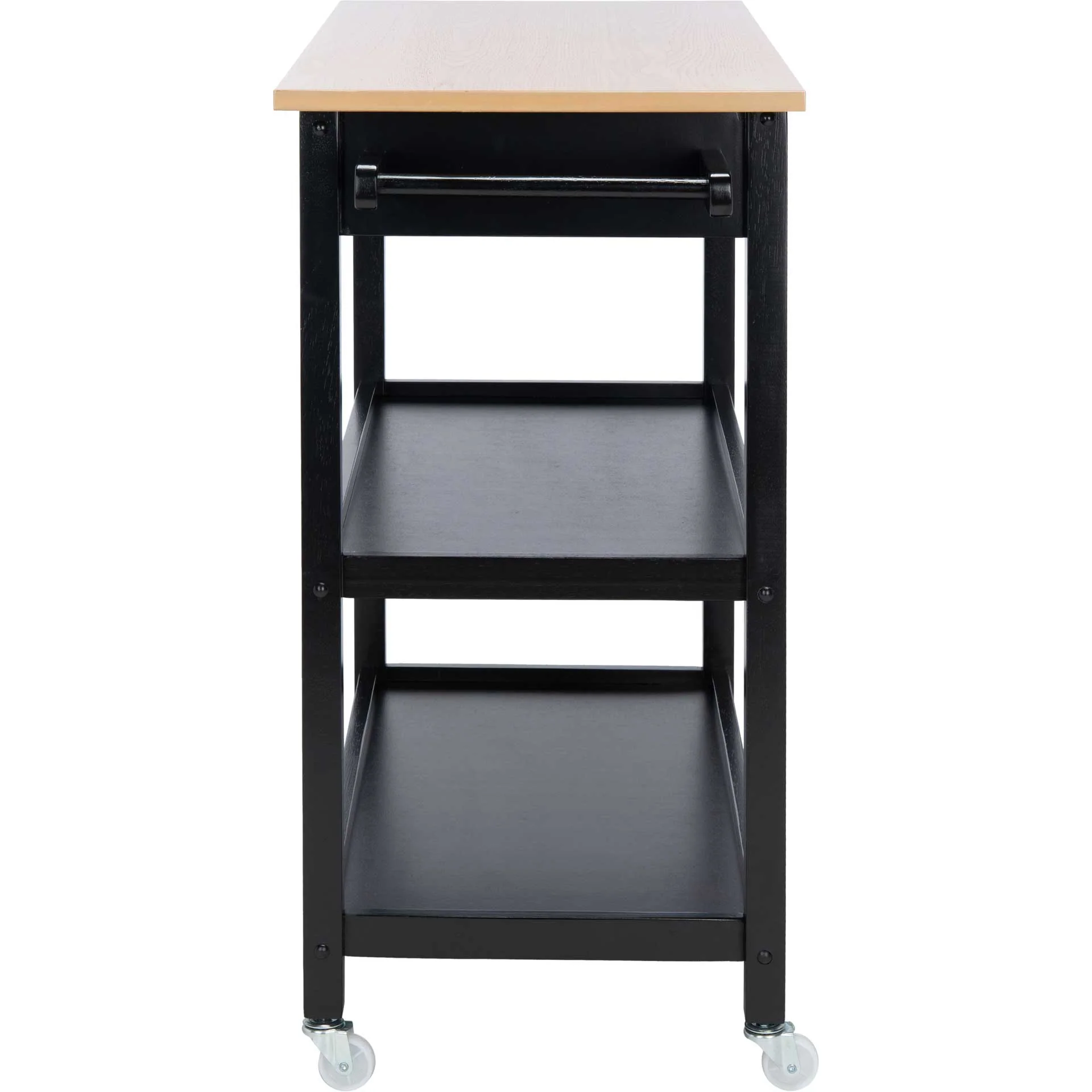 Coffe 2 Drawer 2 Shelf Kitchen Cart Natural/Matte Black - Image 2