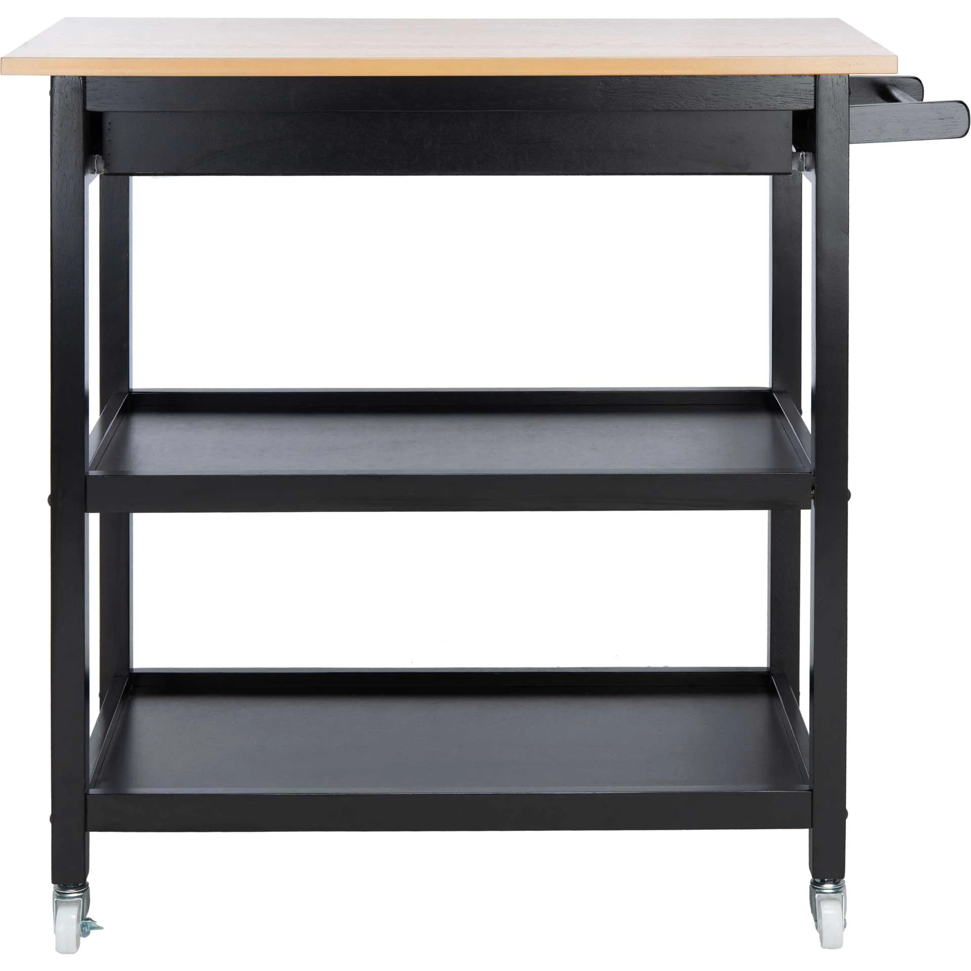 Coffe 2 Drawer 2 Shelf Kitchen Cart Natural/Matte Black - Image 3
