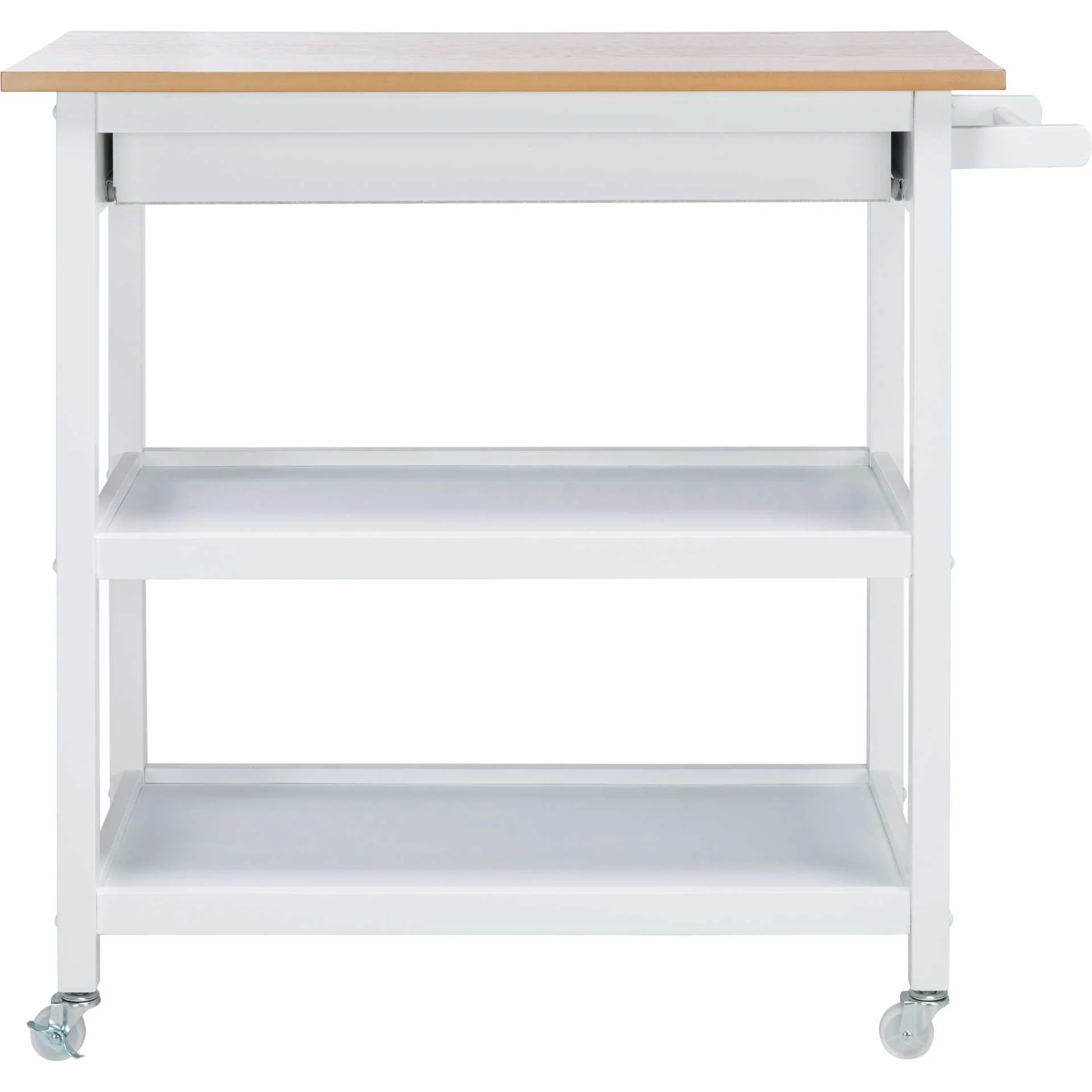 Coffe 2 Drawer 2 Shelf Kitchen Cart Natural/White - Image 3